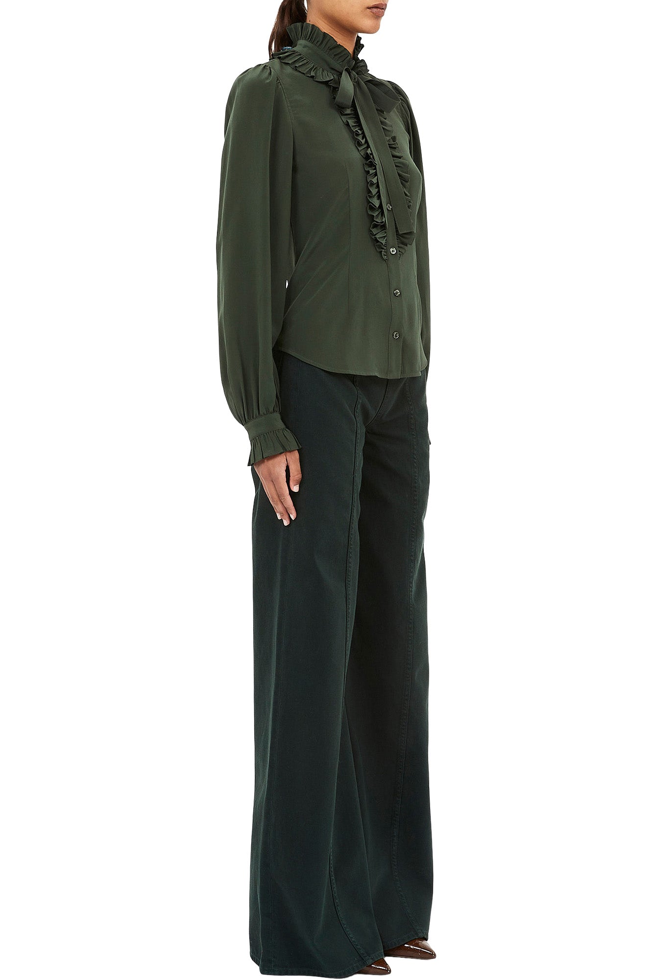 Ulla Johnson Catroux Silk Blouse in Cypress