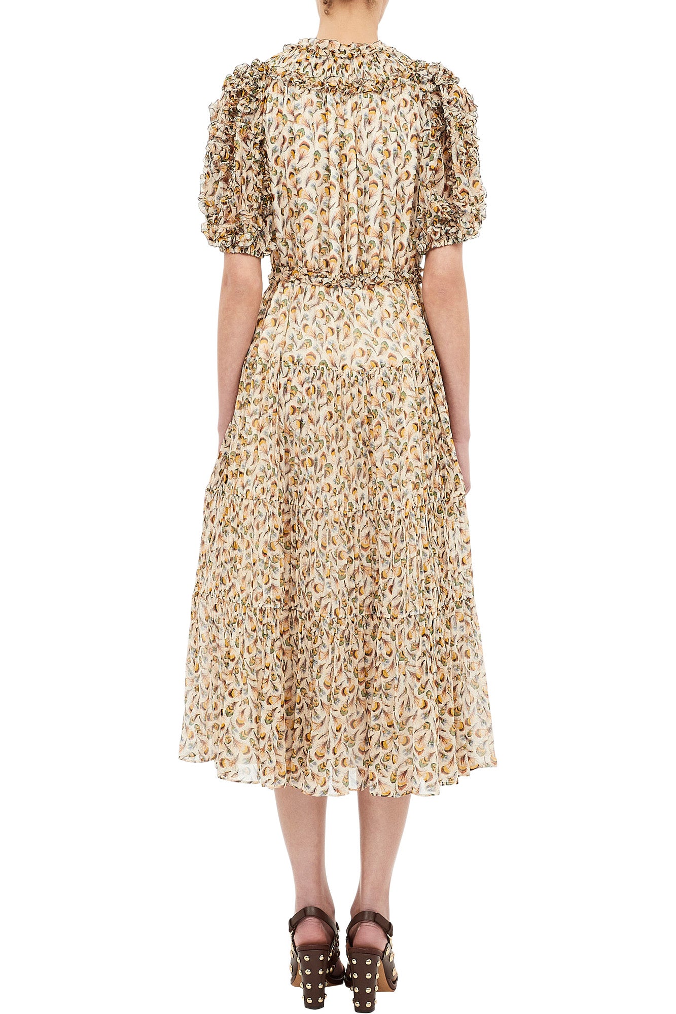 Ulla Johnson Nan Silk Short Sleeve Midi Dress in Swan