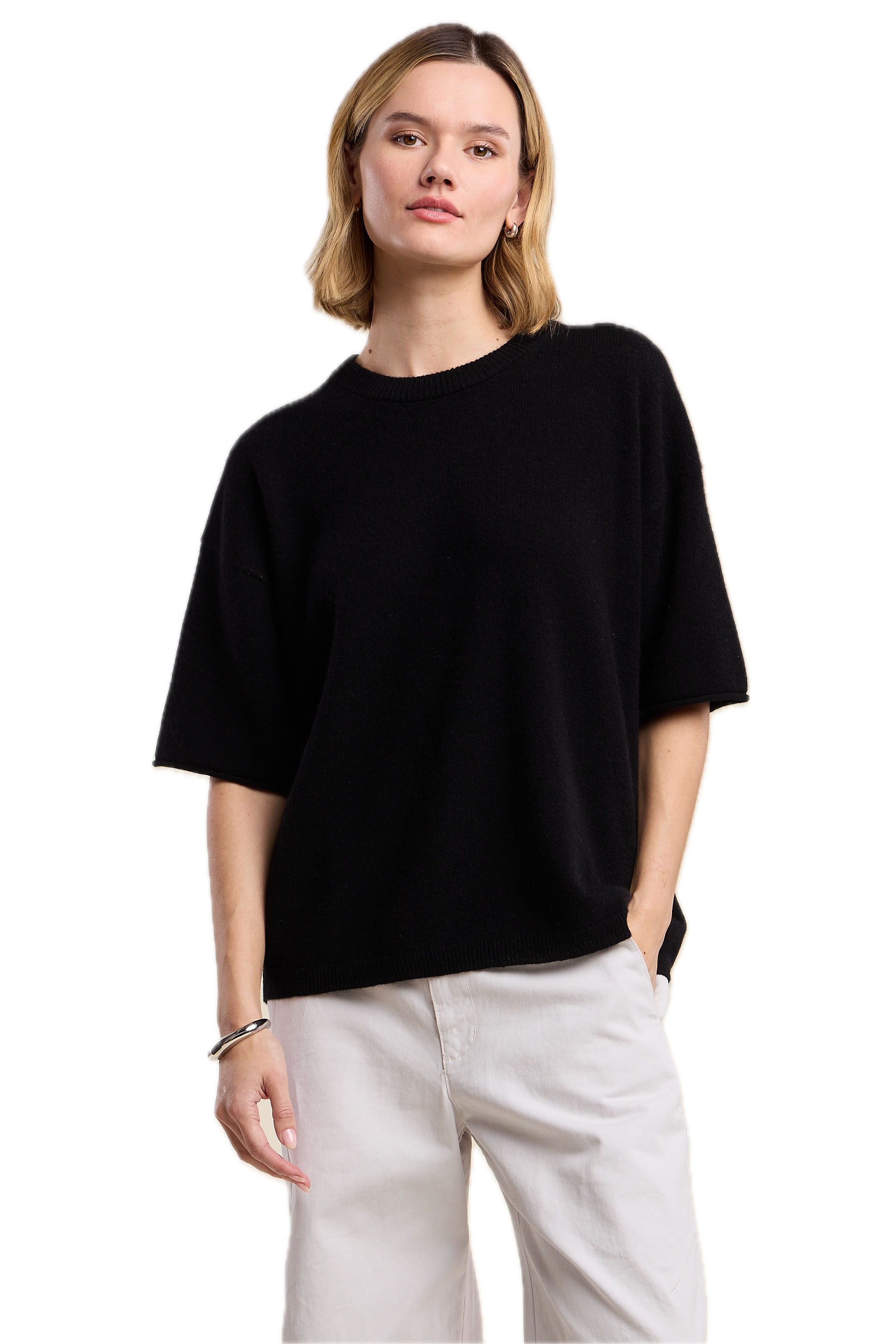 Velvet Amaya Boxy Sweater in Black