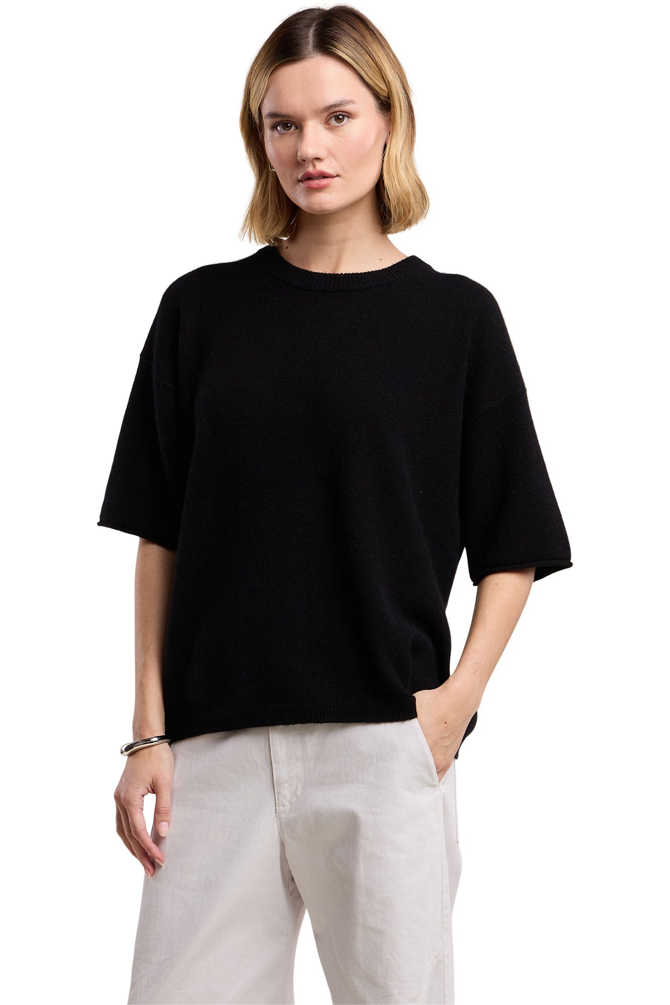 Velvet Amaya Boxy Sweater in Black