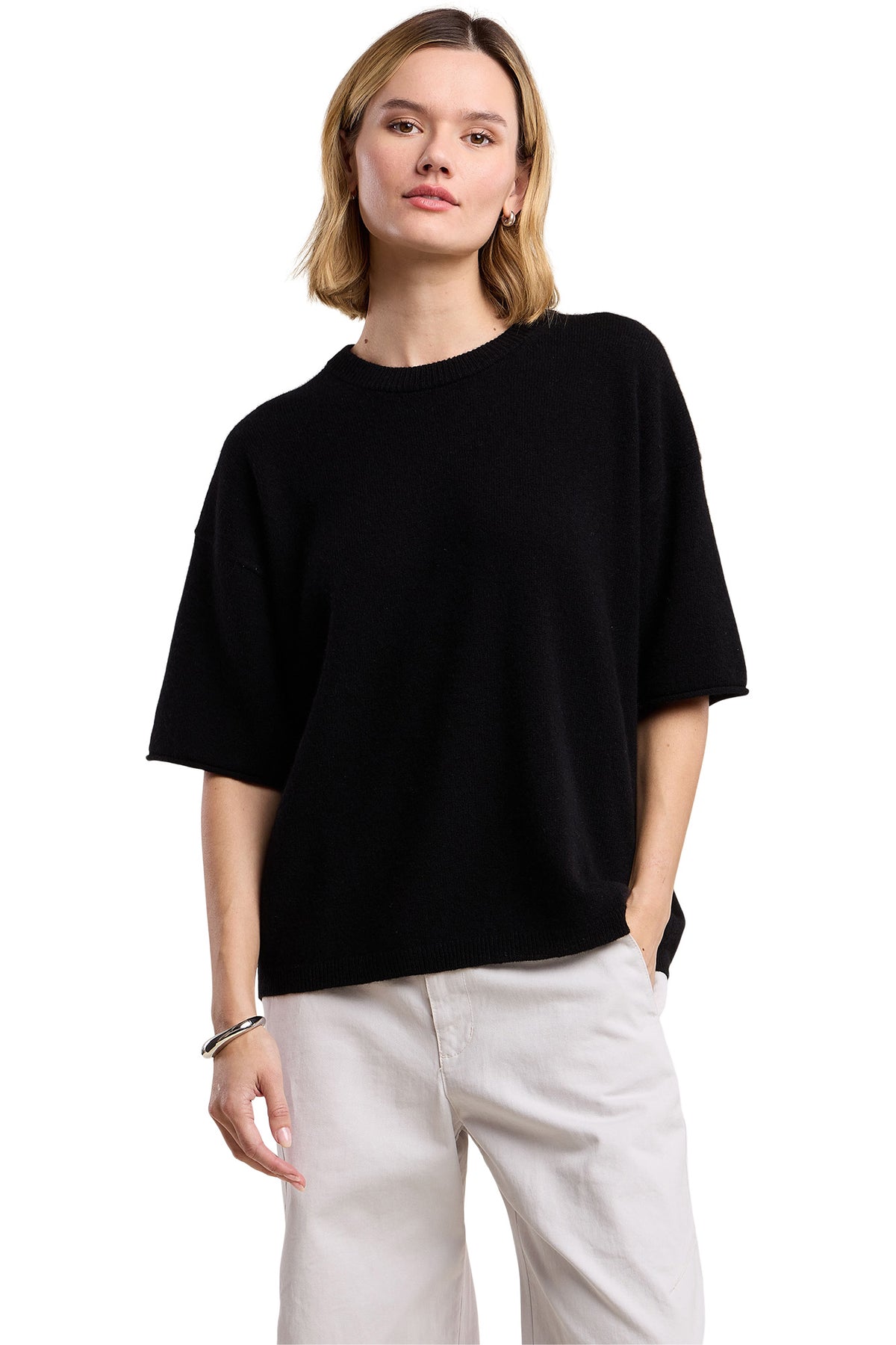 Velvet Amaya Boxy Sweater in Black
