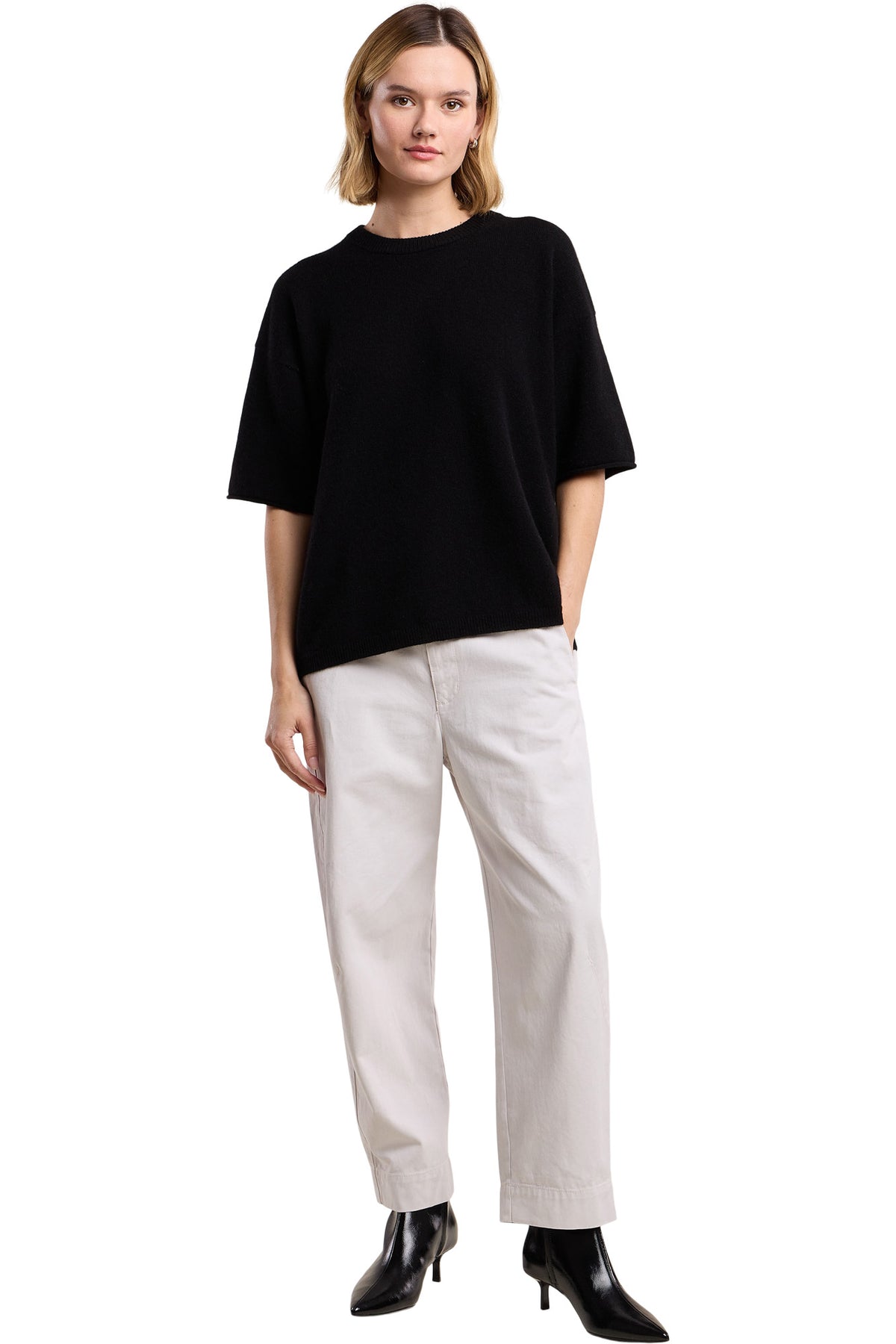 Velvet Amaya Boxy Sweater in Black