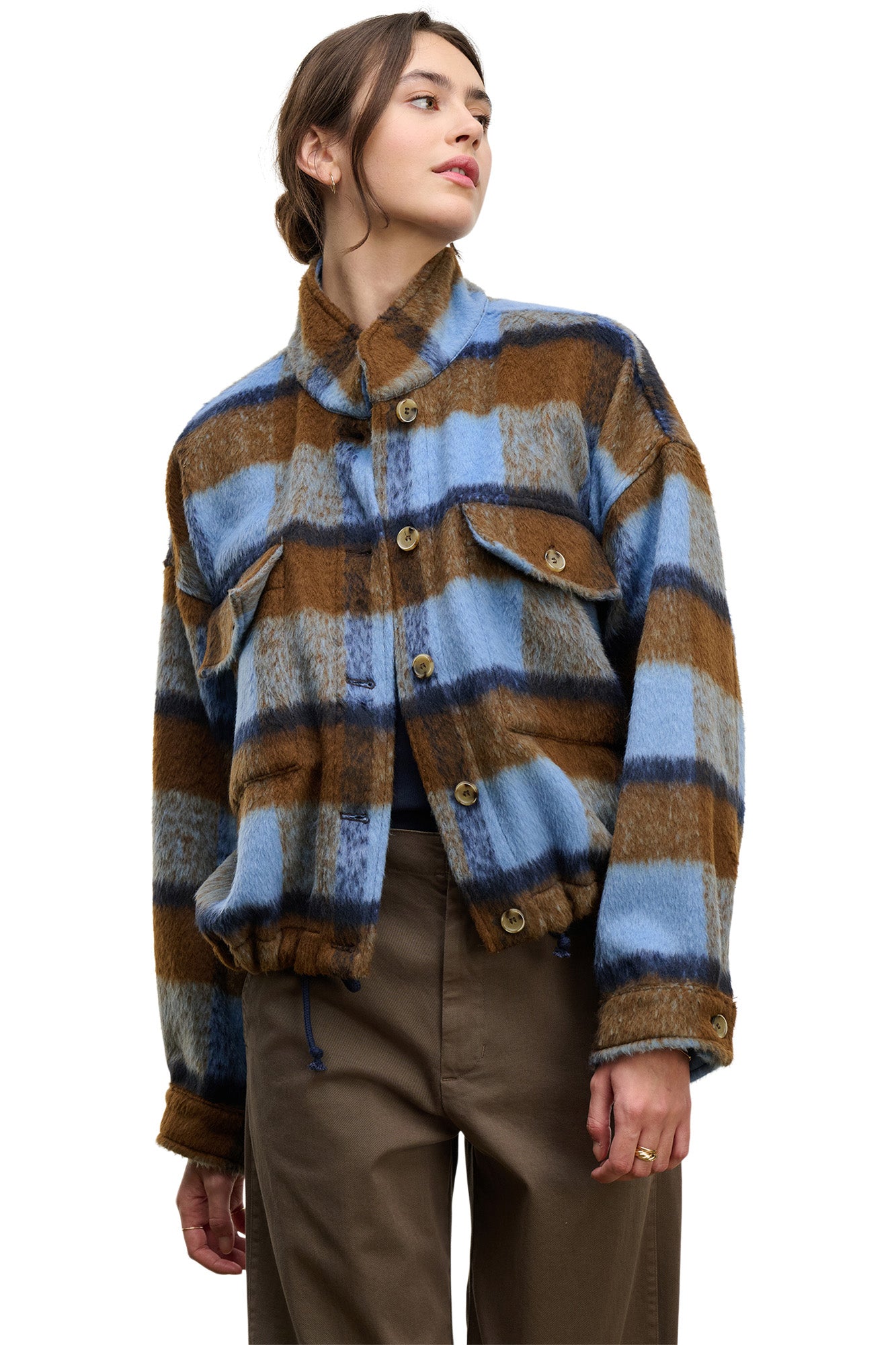 Velvet Aubrey Brushed Jacket in Plaid