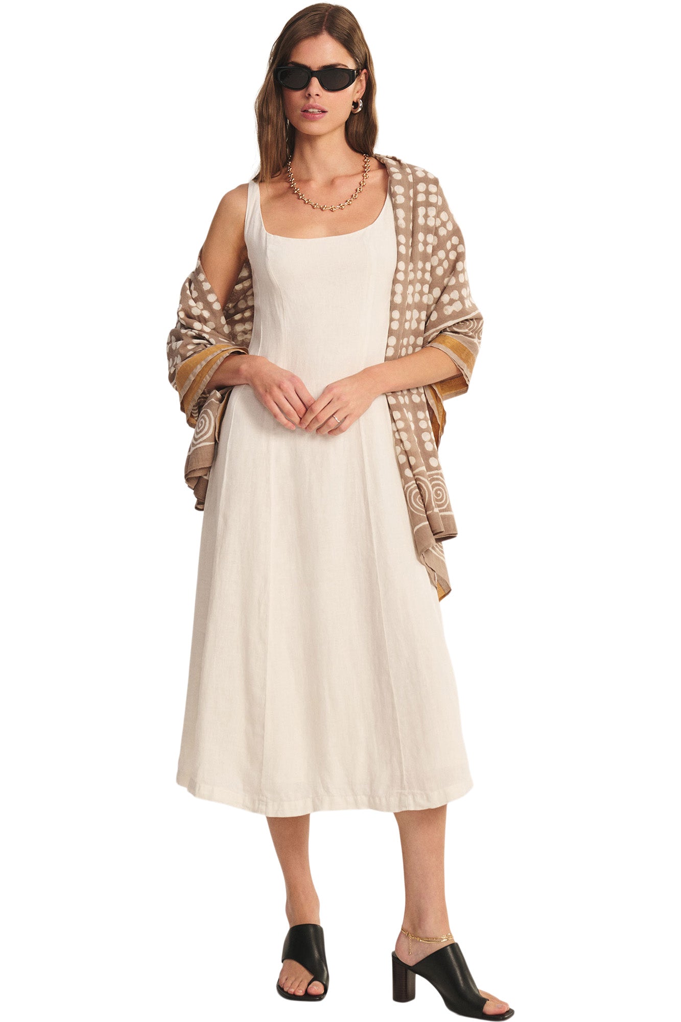 Velvet Austen Sleeveless Dress in Chalk