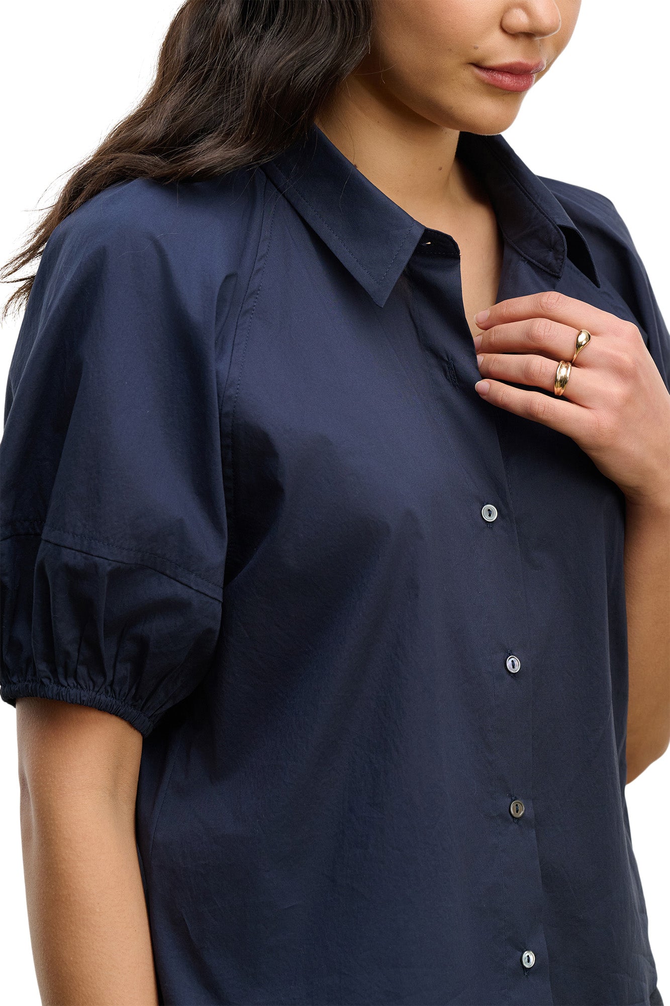 Velvet Autumn Mixed Media Top in Navy