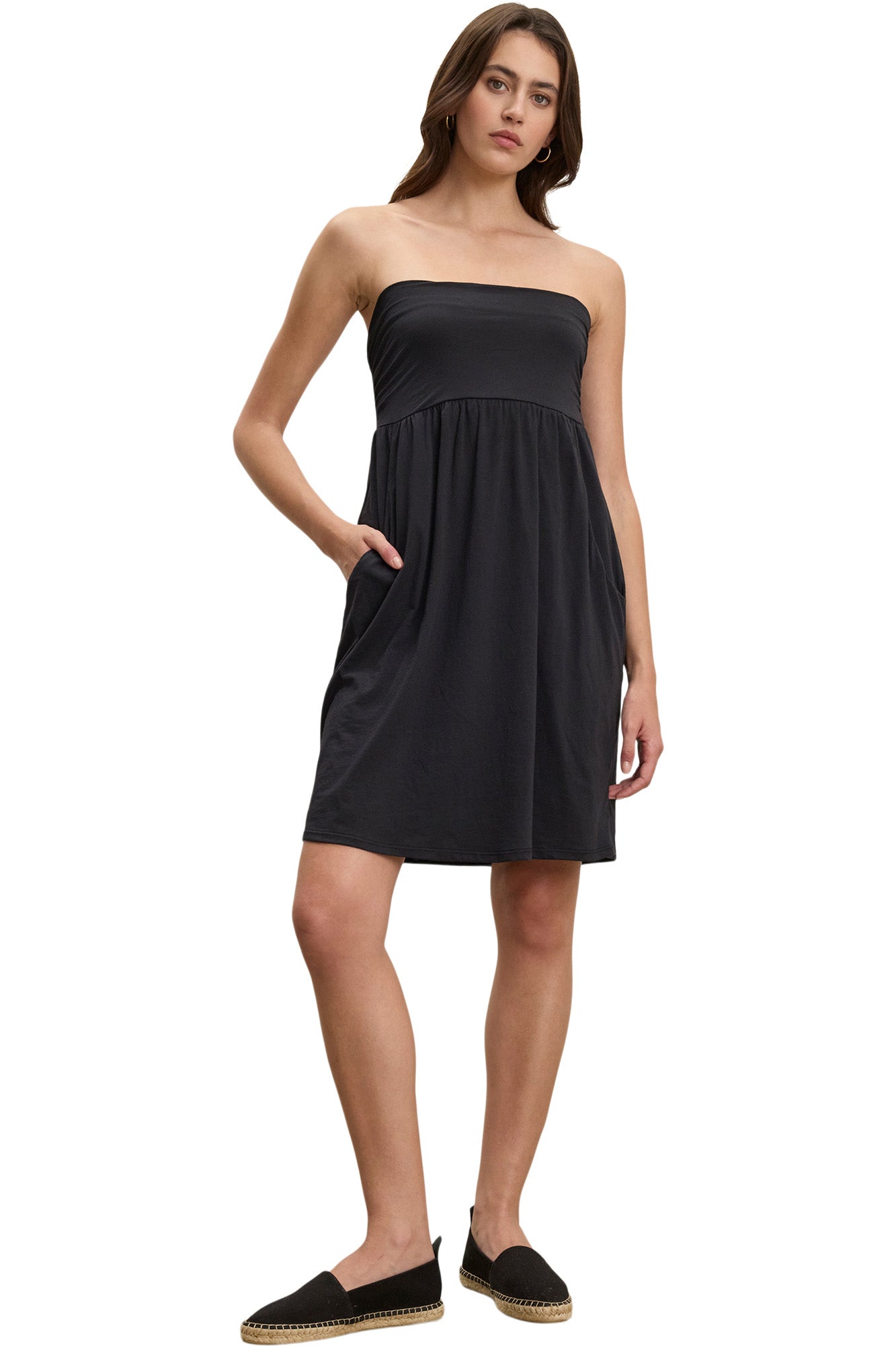 Velvet Barbi Strapless Dress in Black
