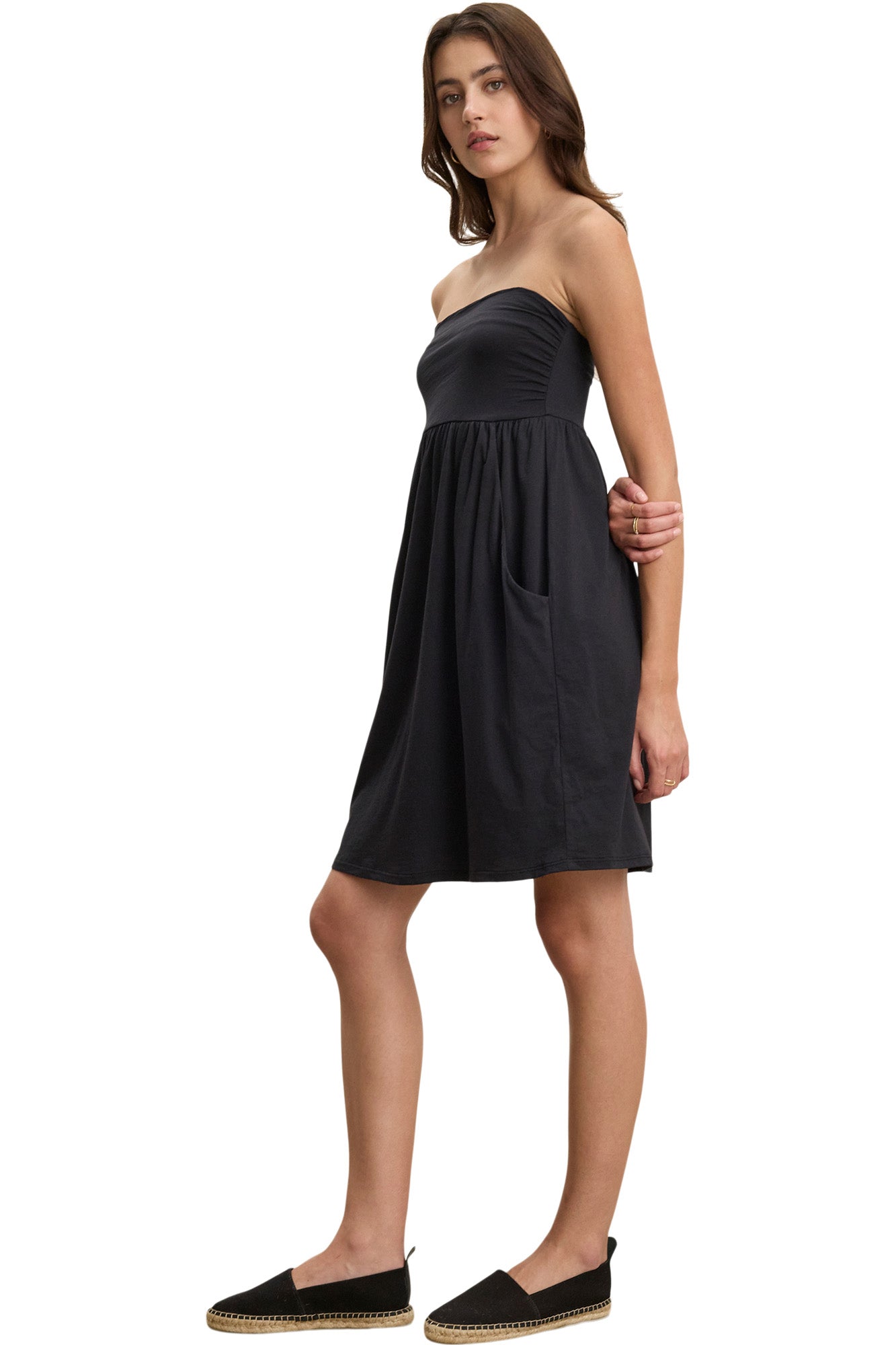 Velvet Barbi Strapless Dress in Black