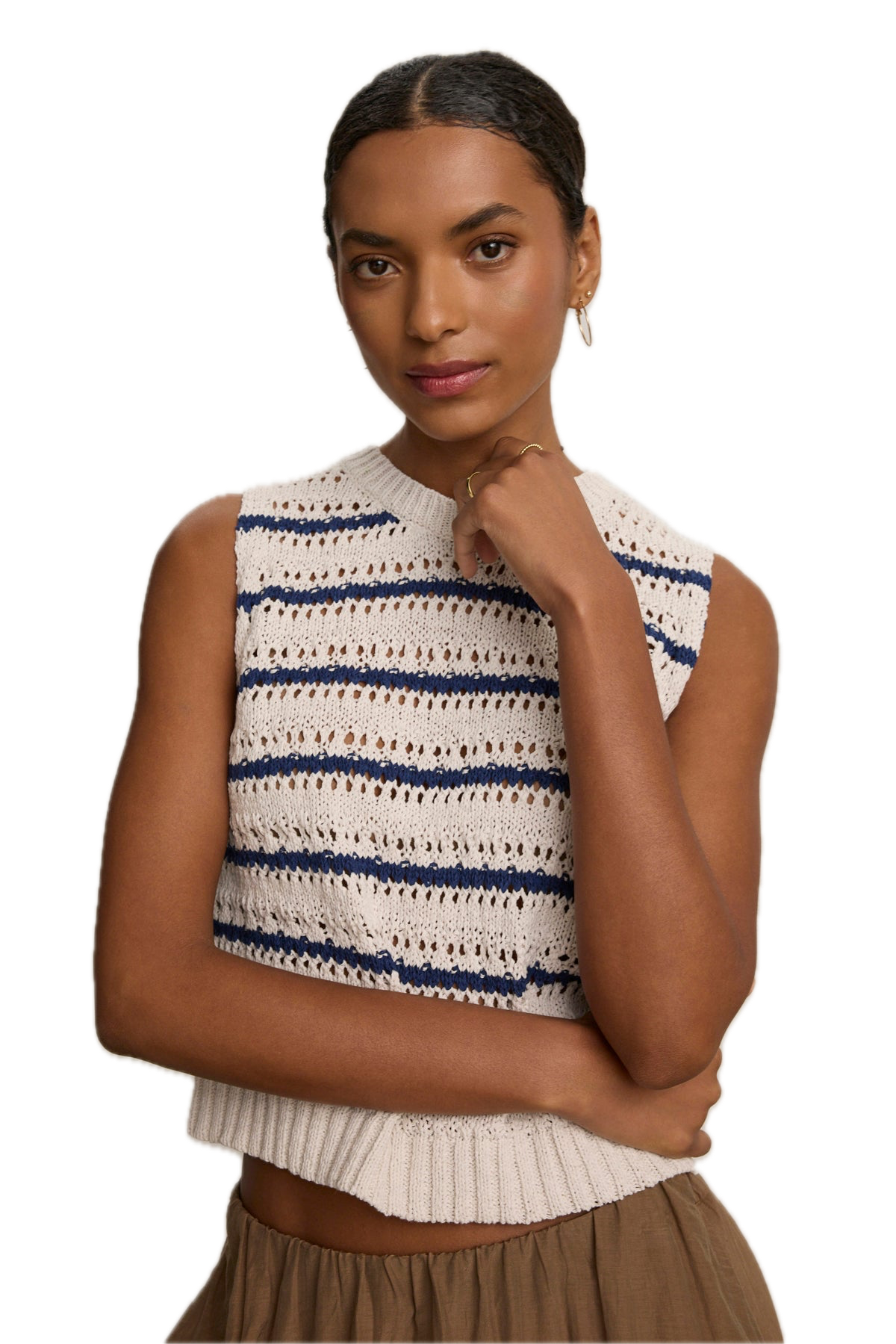 Velvet Calista Sweater Vest in Chalk - Marine