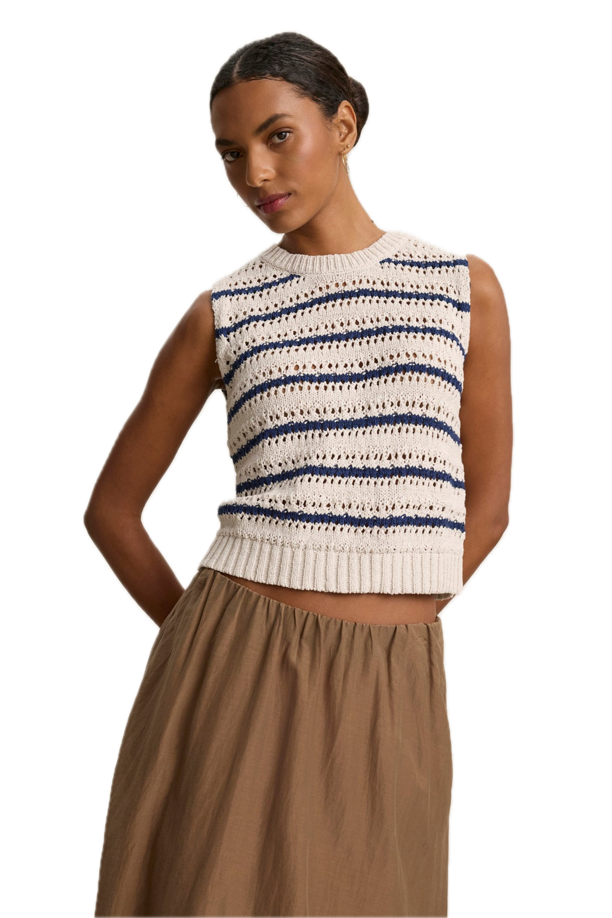 Velvet Calista Sweater Vest in Chalk - Marine