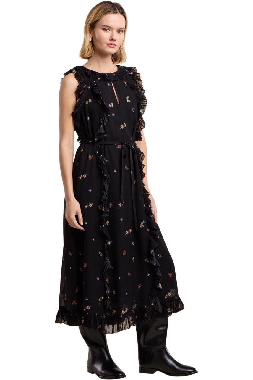 Velvet Dorothy Dress in Multi-Black