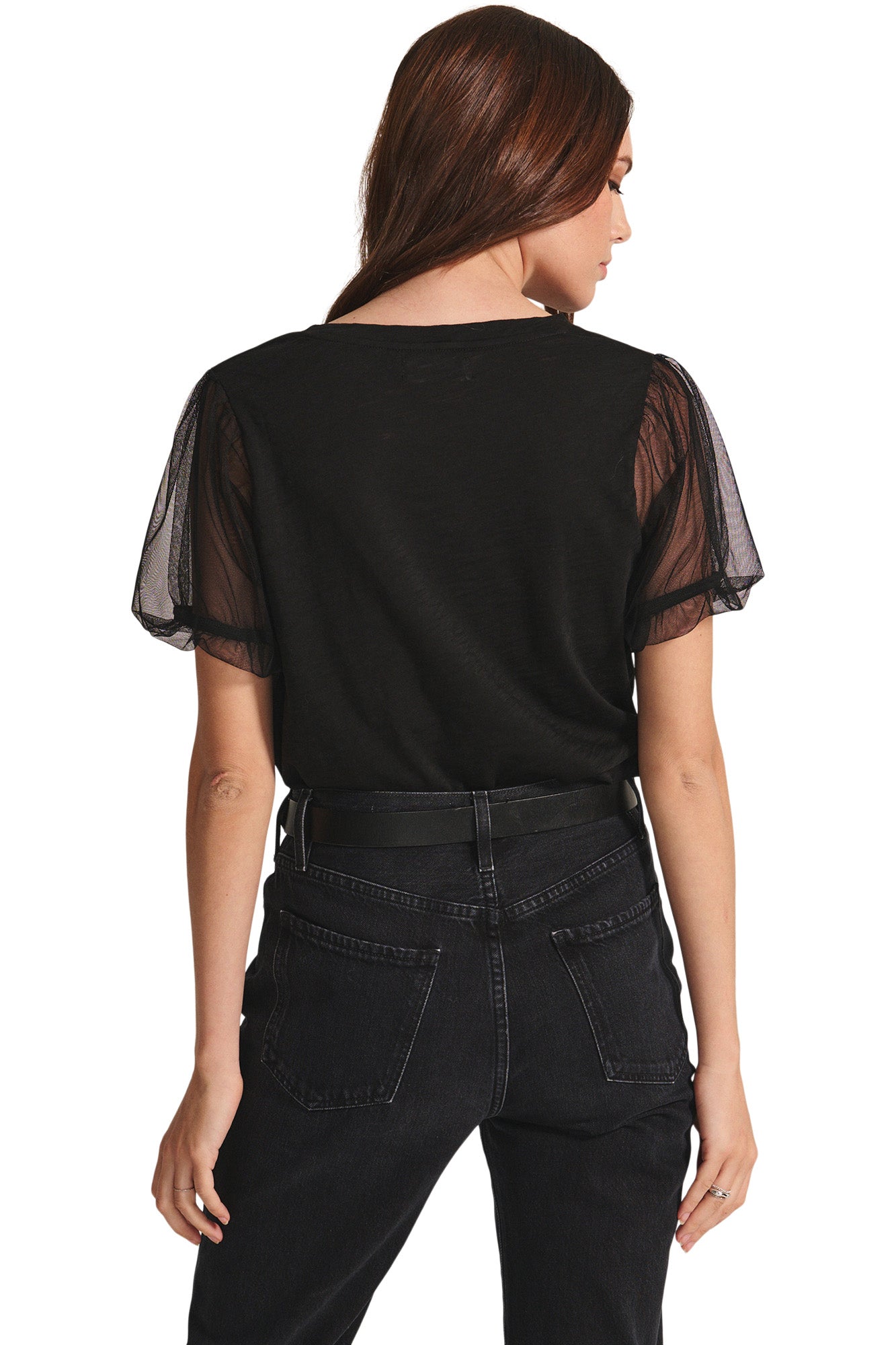 Velvet Justine Mesh Sleeve Top