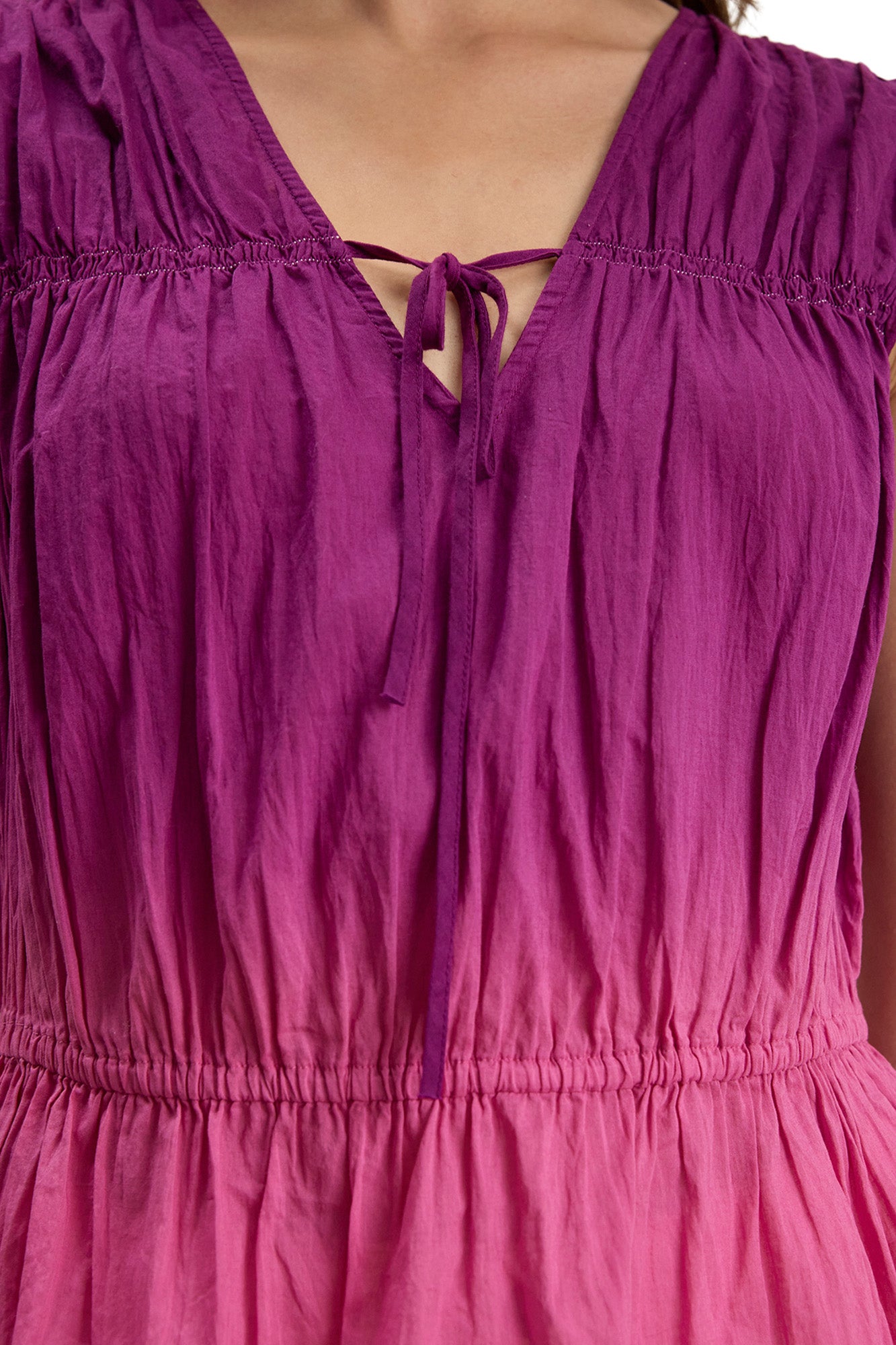 Velvet Kaia Dip Dye Shirt in Fuchsia