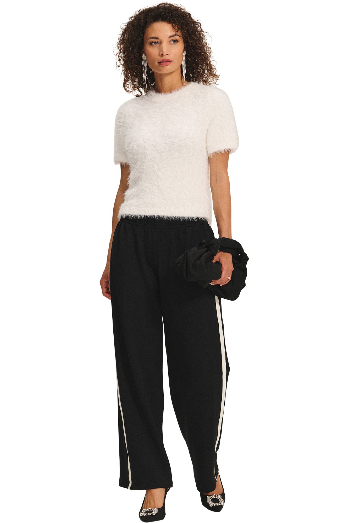 Velvet Kit Short Sleeve Sweater in Milk