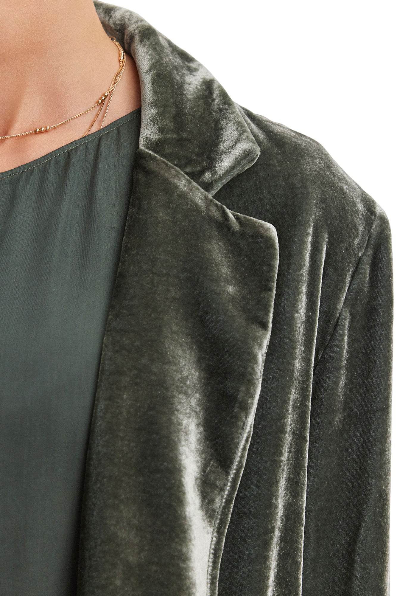 Velvet Kyla Silk Velvet Relaxed Blazer in Marsh