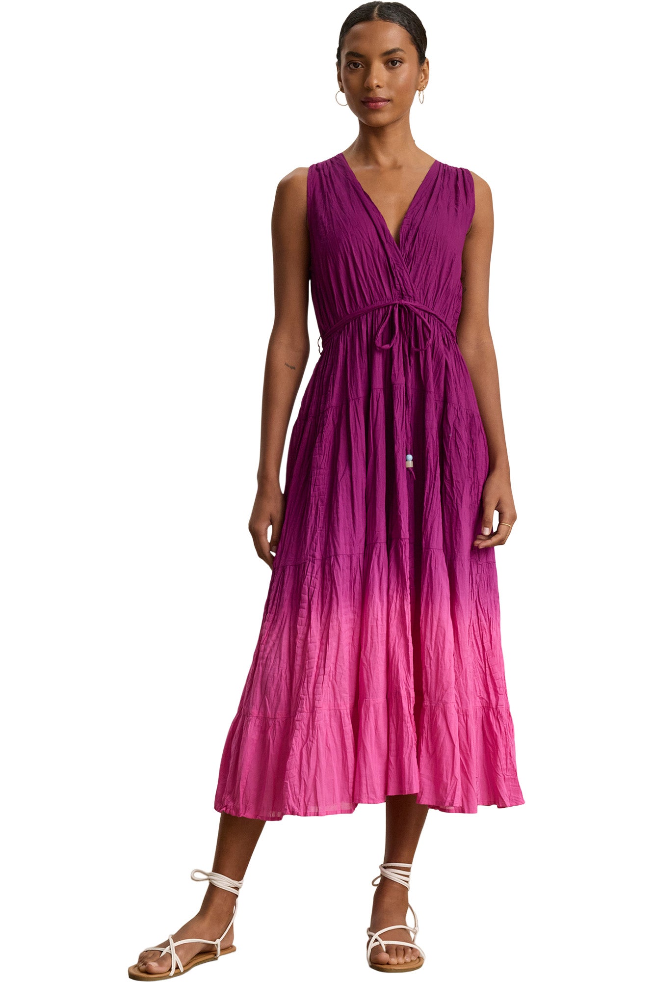 Velvet Marilyn Dip Dye Dress in Fuchsia
