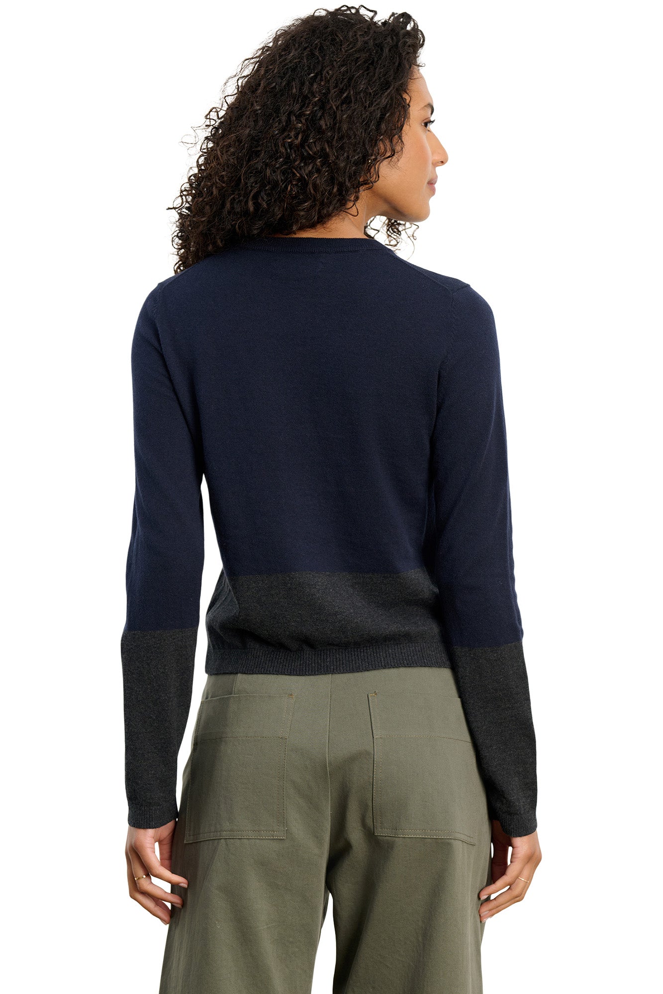 Velvet Roxy Lux Cashmere Crewneck Sweater in Navy