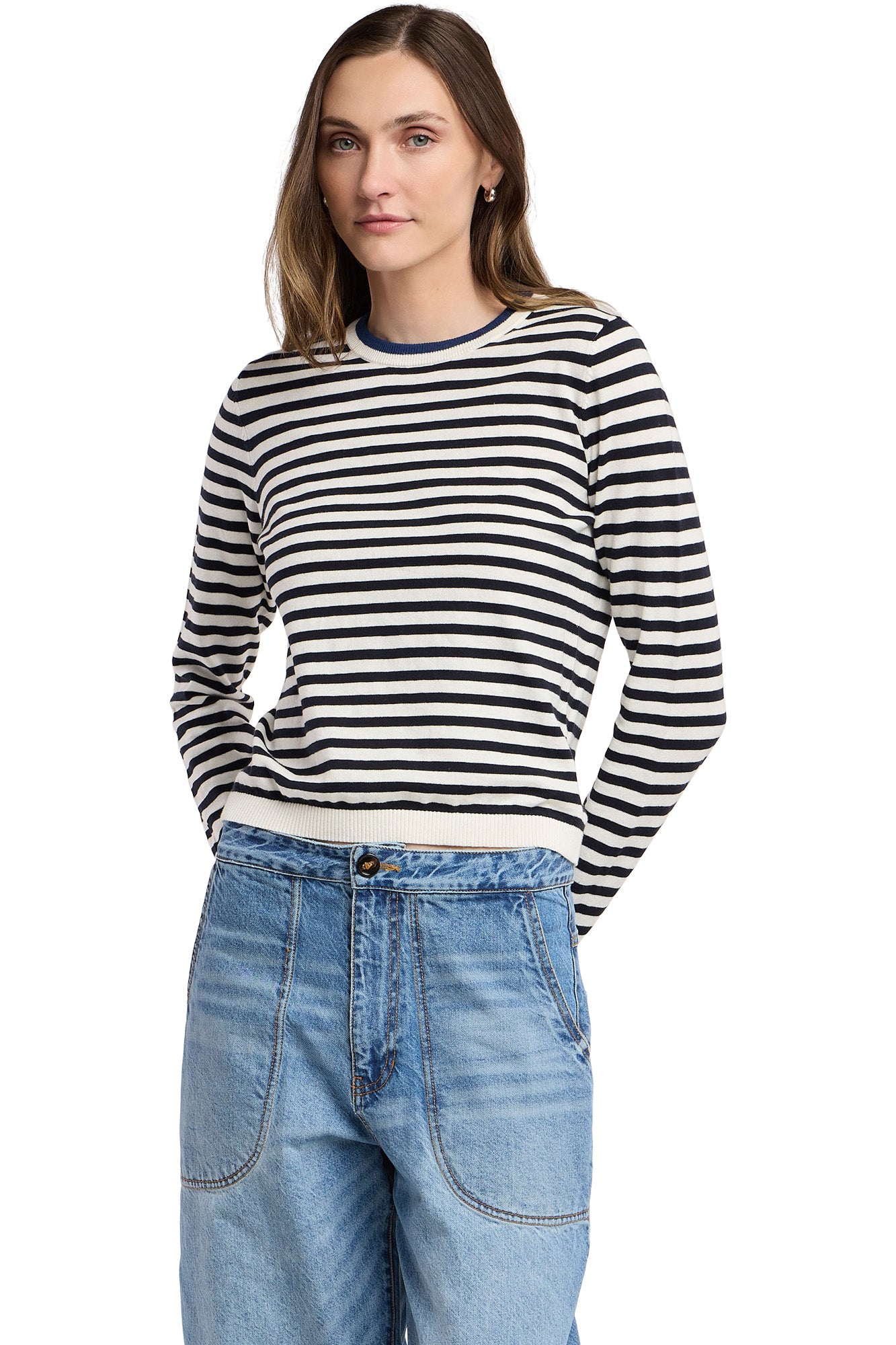 Velvet Roxy Striped Crewneck Sweater