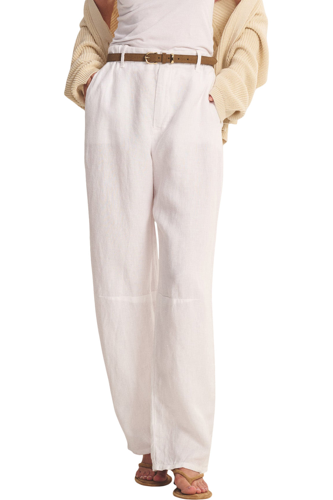 Velvet Taylor Linen Pant in White