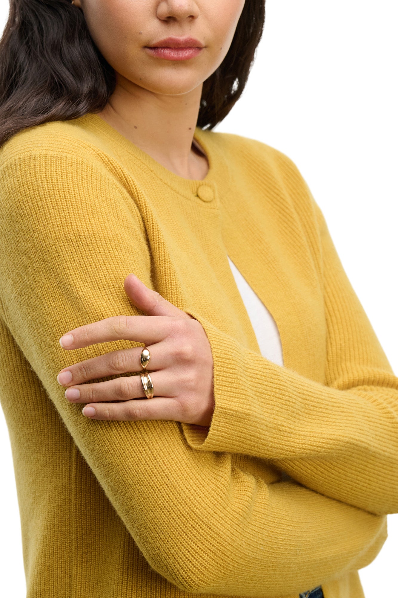 Velvet Tina Cashmere Cardigan in Mustard