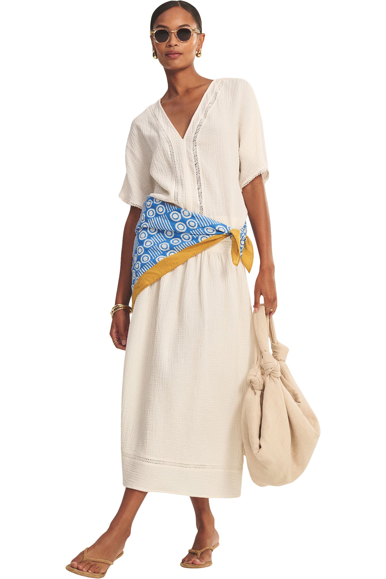 Velvet Verna Short Sleeve Top in Coconut