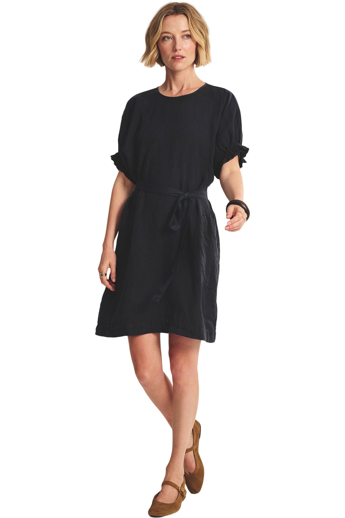 Velvet Vivian Short Sleeve Dress in Shadow