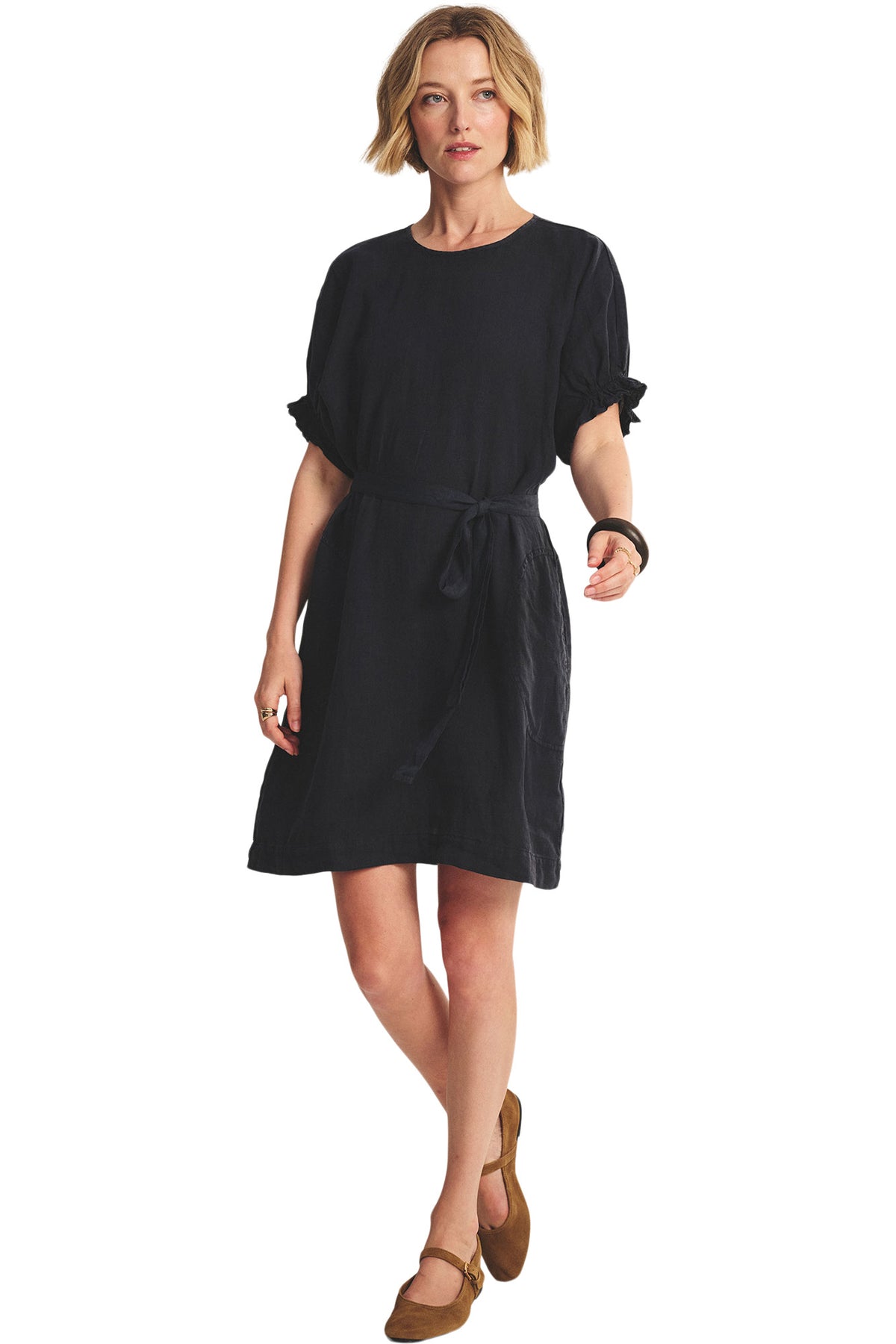 black velvet short sleeve dress Women's Vivian Linen Shadow Small type-dresser Maxime Mini Dress, XS Style/Size:Unisex T-Shirt XL Crafted from plush velvet