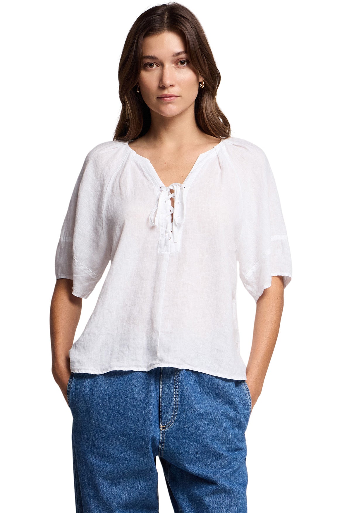 Velvet Faeryn Short Sleeve Top in White