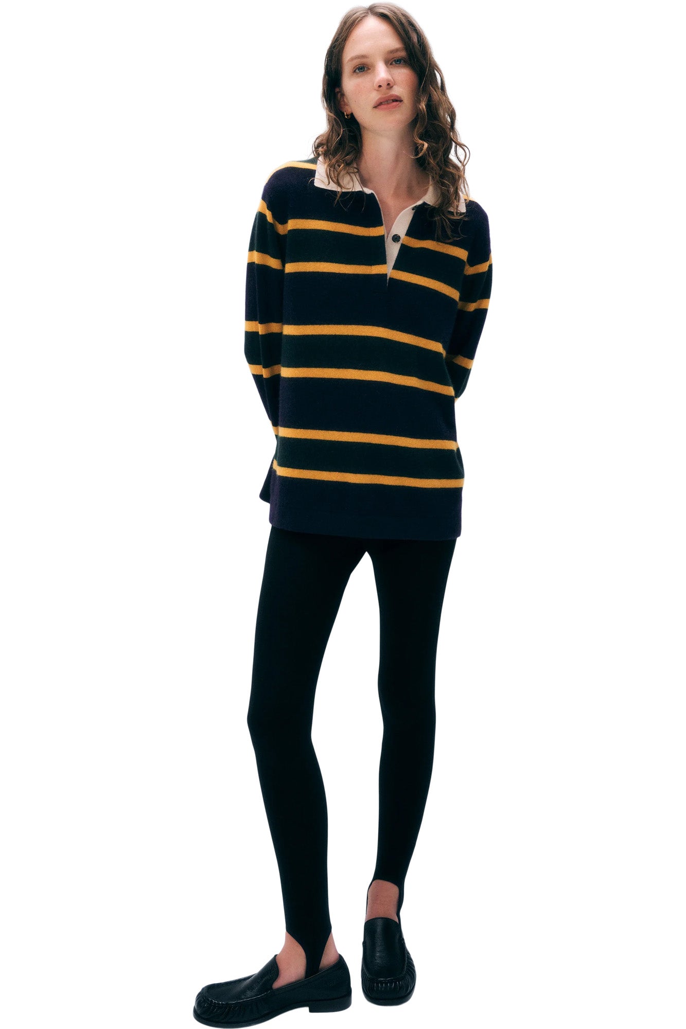 White & Warren Cashmere Rugby Polo in Deep Navy Rugby