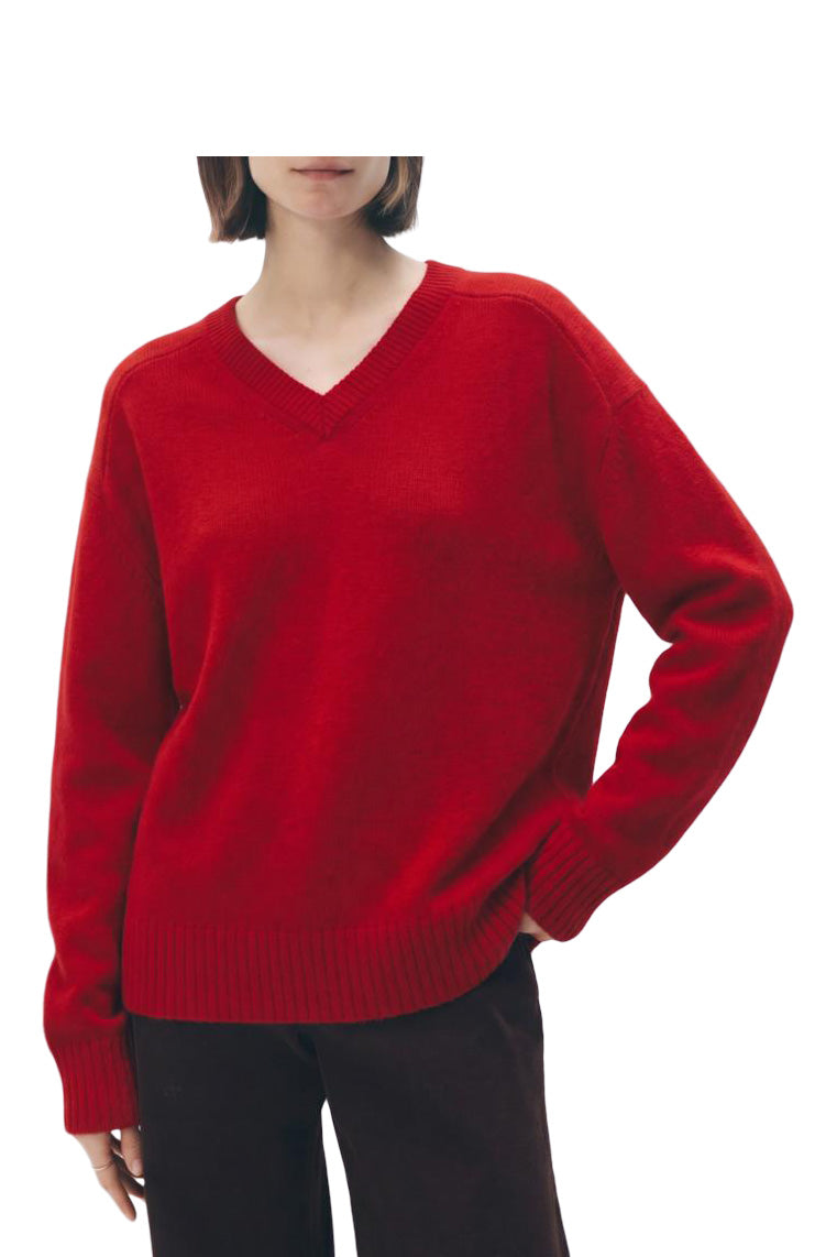 White & Warren Cashmere Saddle Sleeve V-neck Sweater
