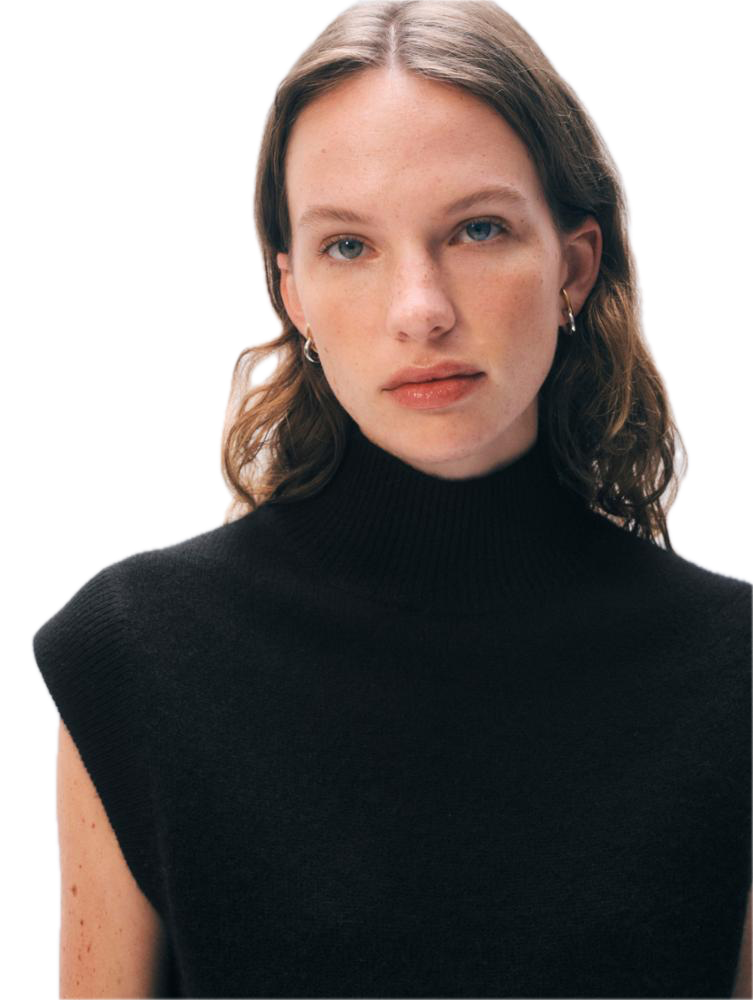 White & Warren Cashmere Sleeveless Dress in Black