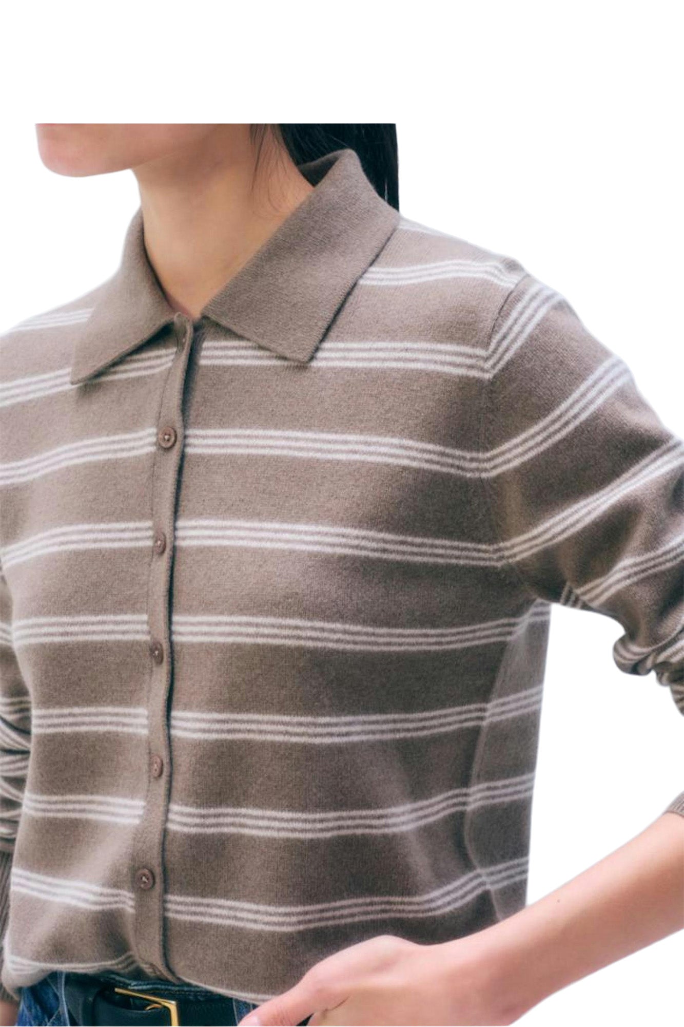 White & Warren Cashmere Striped Cardigan