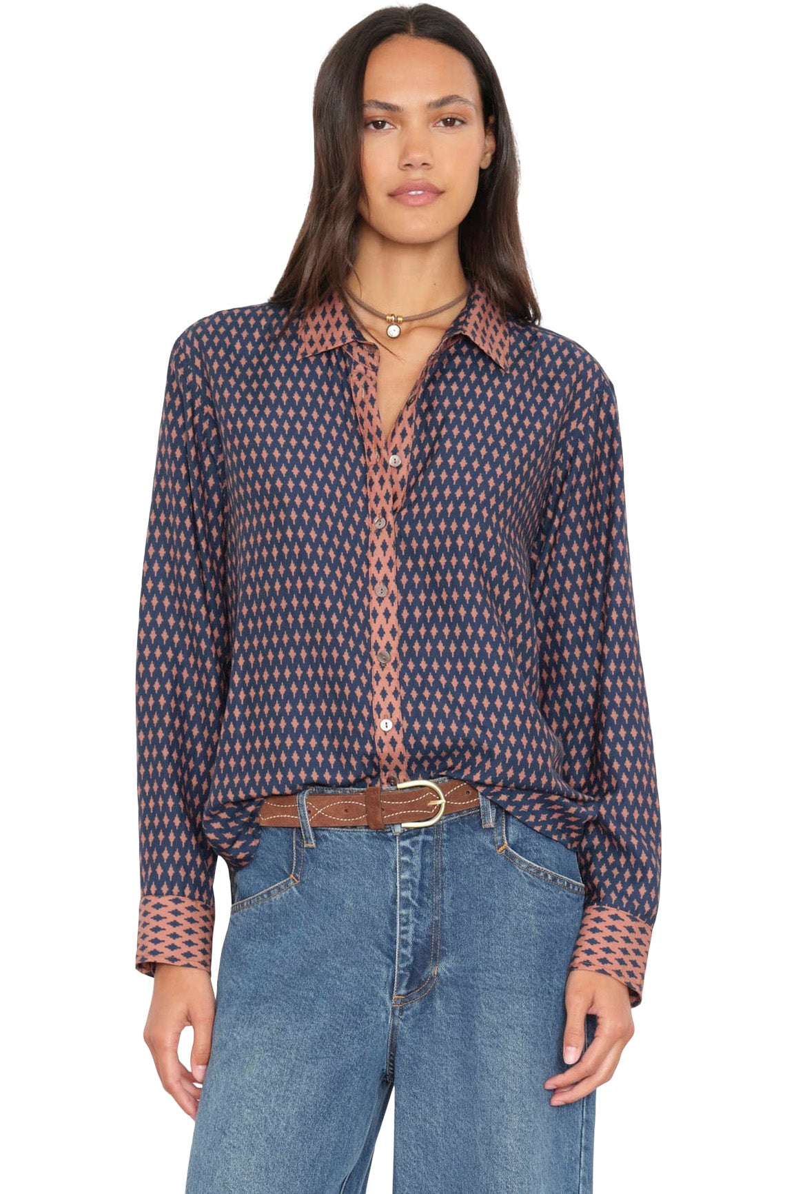 Xirena Beau Shirt in Navy Diamond