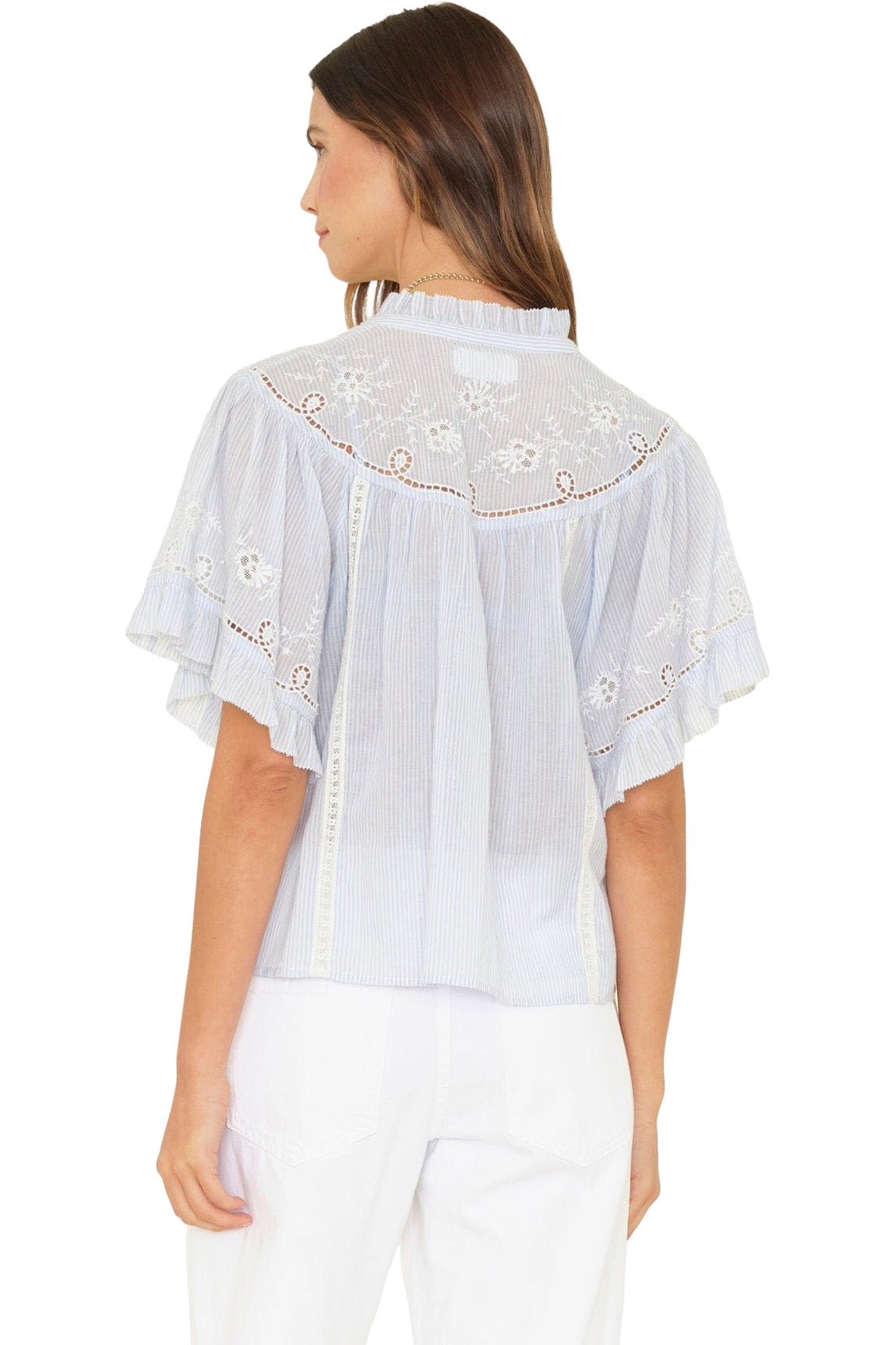 Xirena Mae Shirt in Blue White Stripe