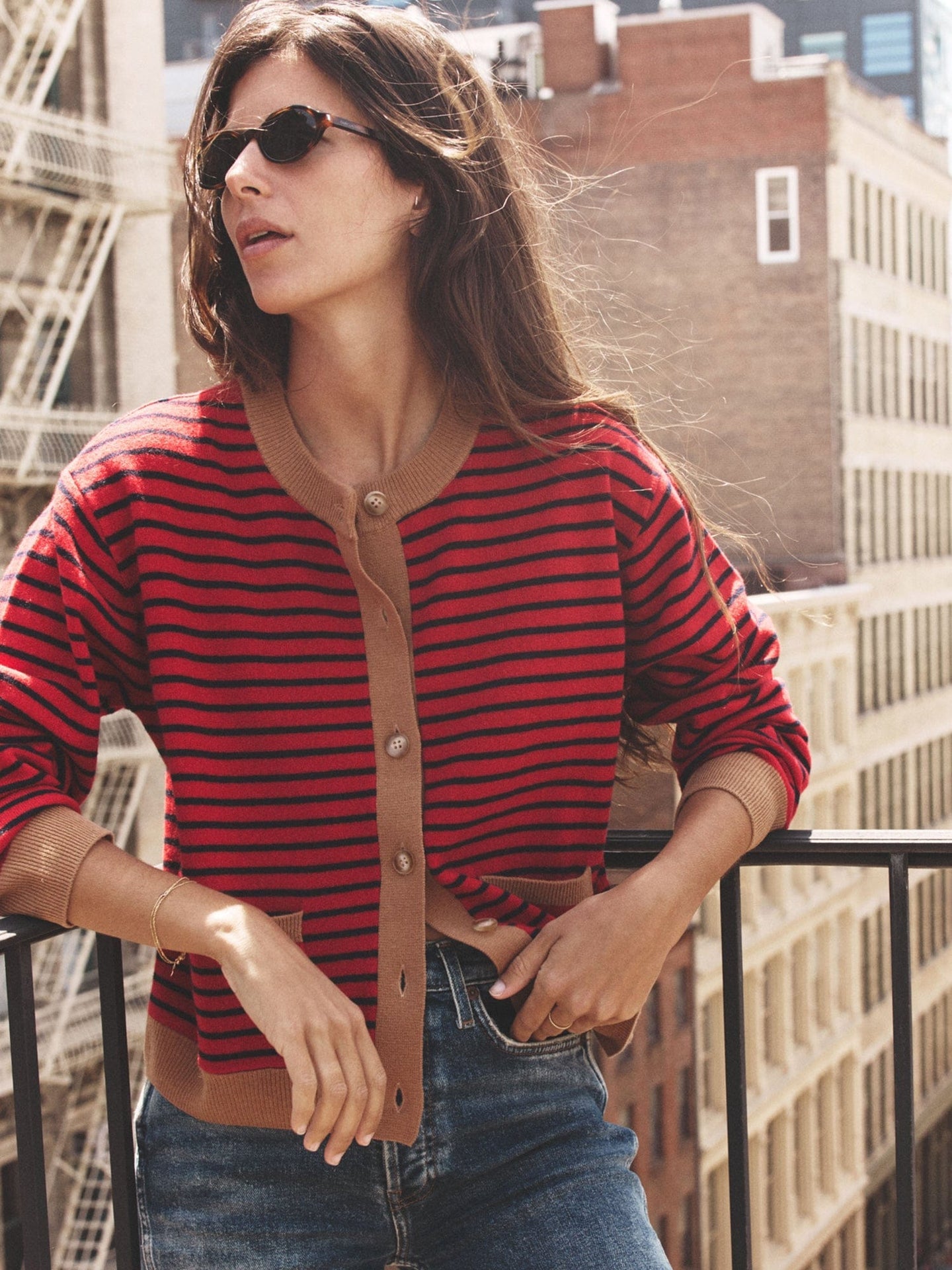 Xirena Lillian Cardigan in Red Stripe