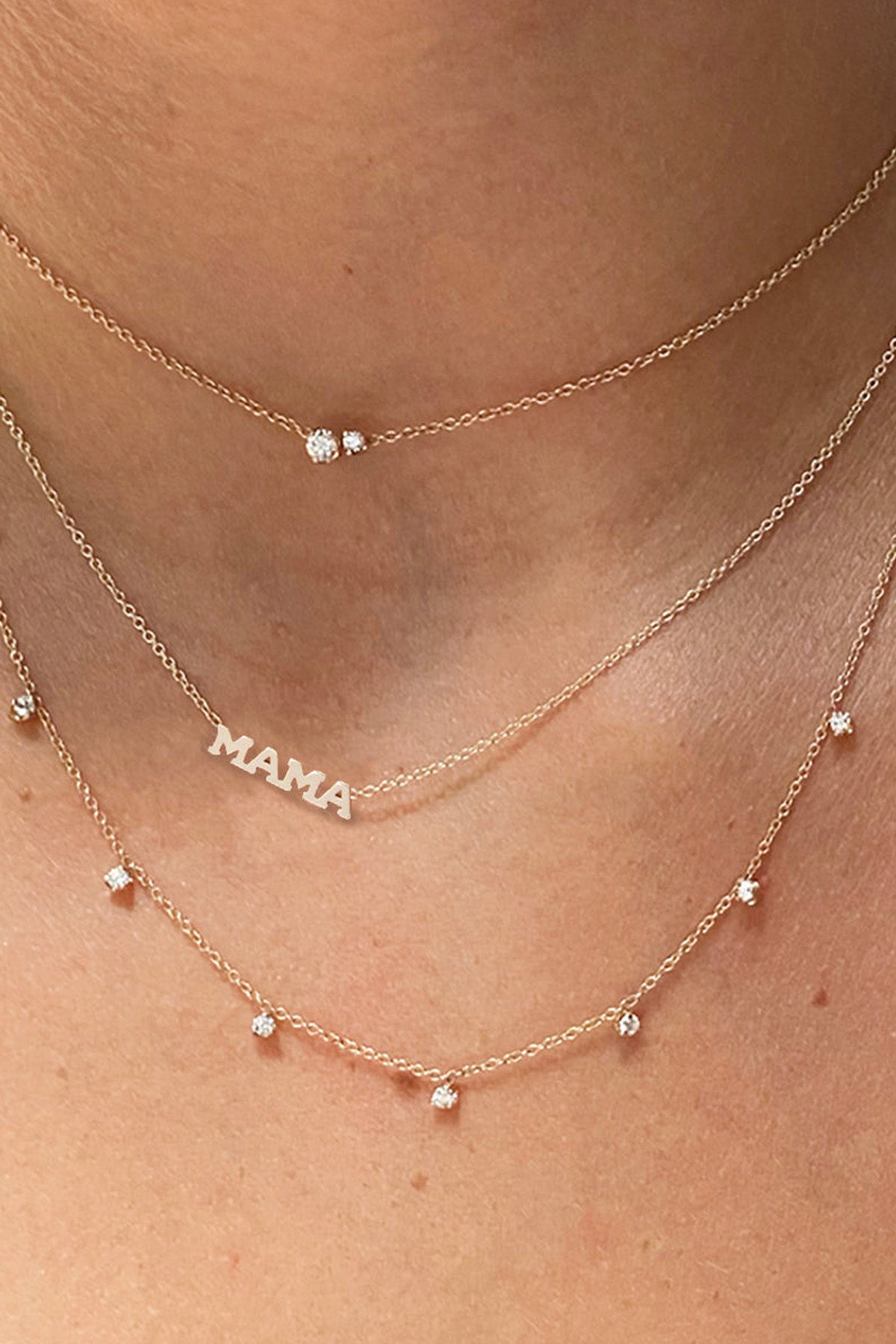 Zoe Chicco Itty Bitty Mama Necklace in 14k Yellow Gold