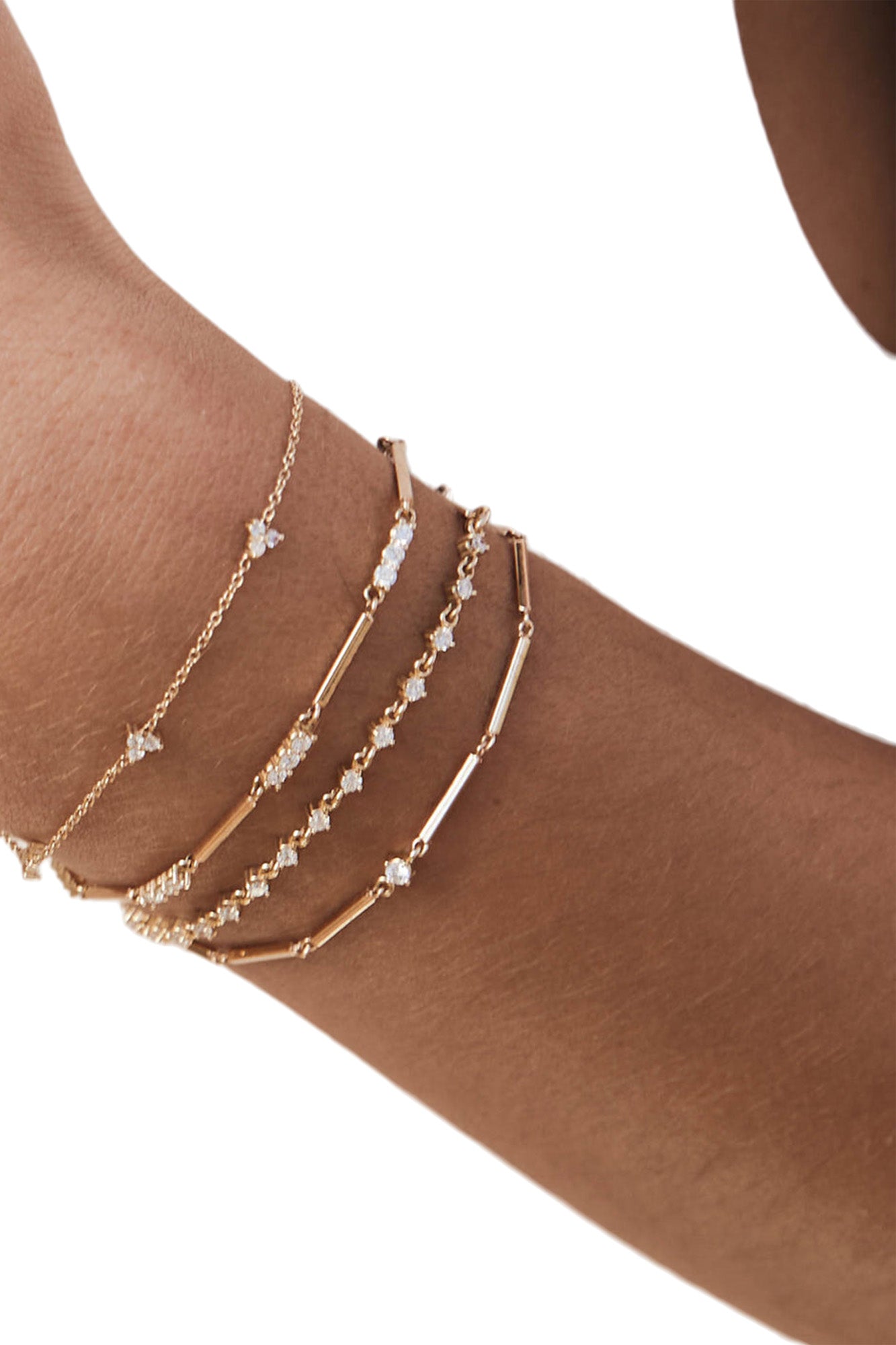 Zoe Chicco 3 Diamond Trio Station Bracelet in 14k Yellow Gold