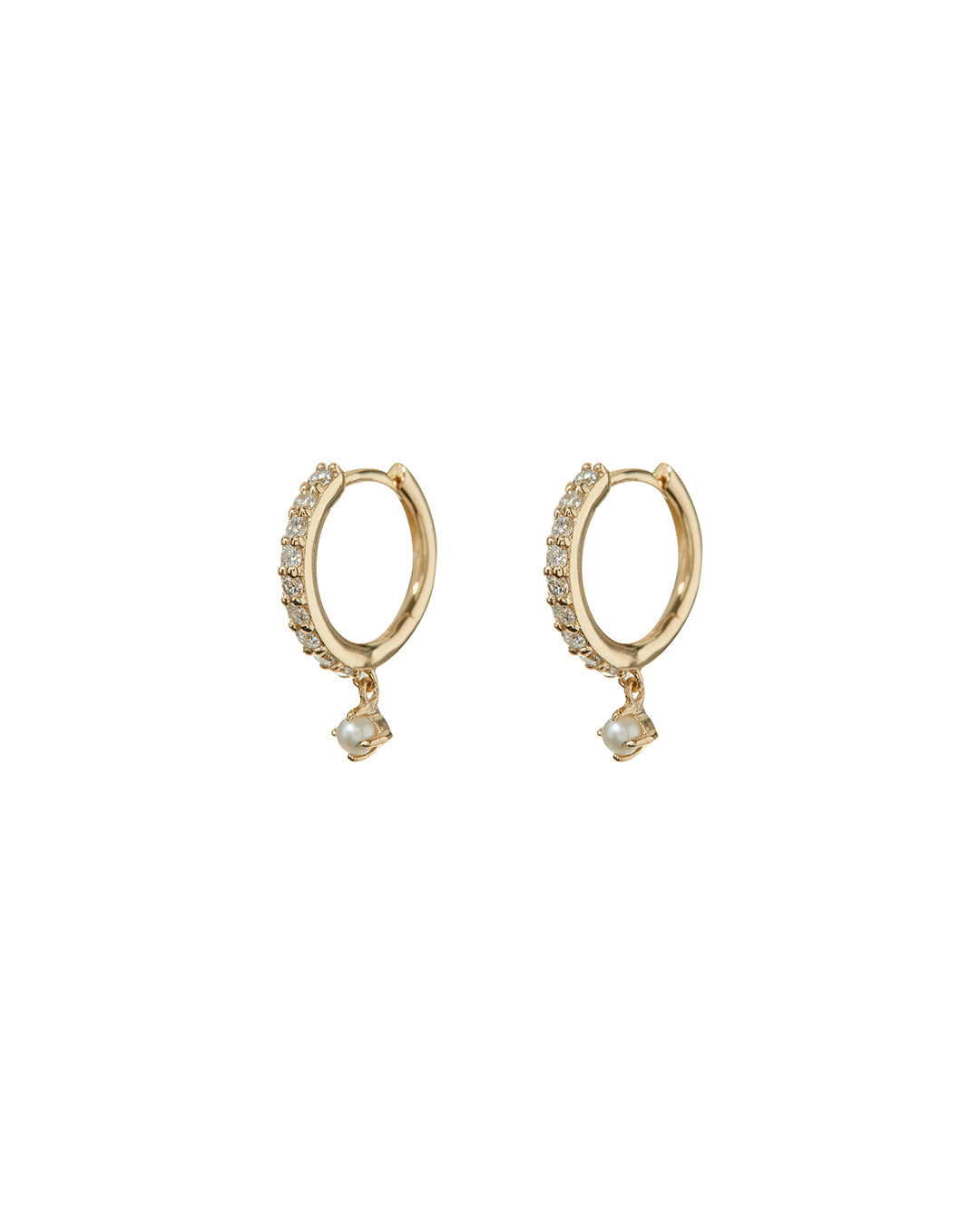Apres Jewelry Petite Pearl Huggies in 14kt Yellow Gold