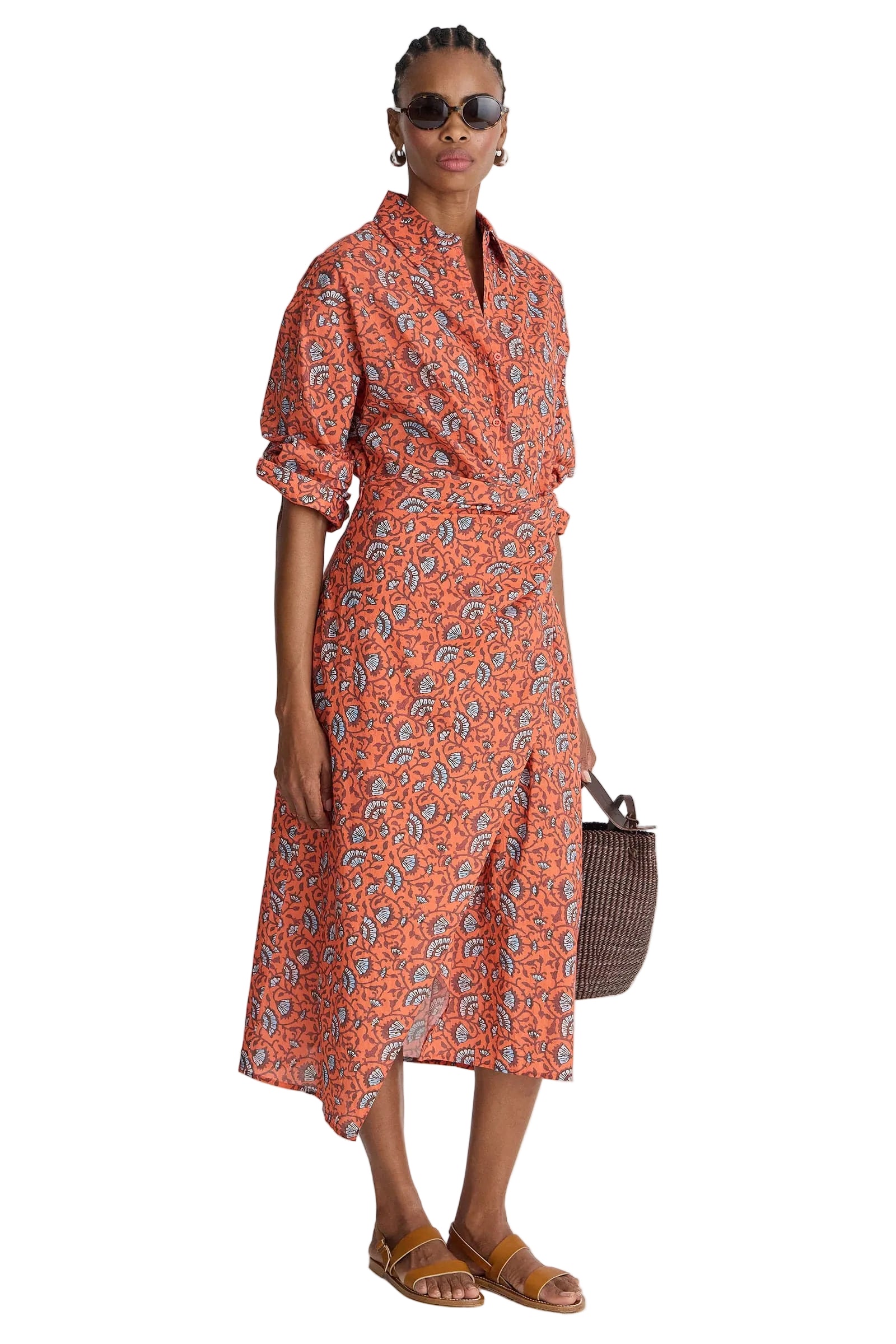 Apiece Apart Alexia Wrap Dress in Night Blooms Firecracker