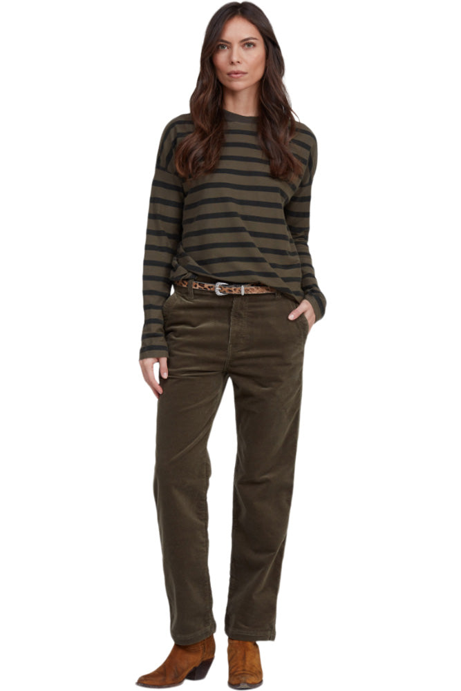 ASKK NY Printed Long Sleeve Tee in Safari Green