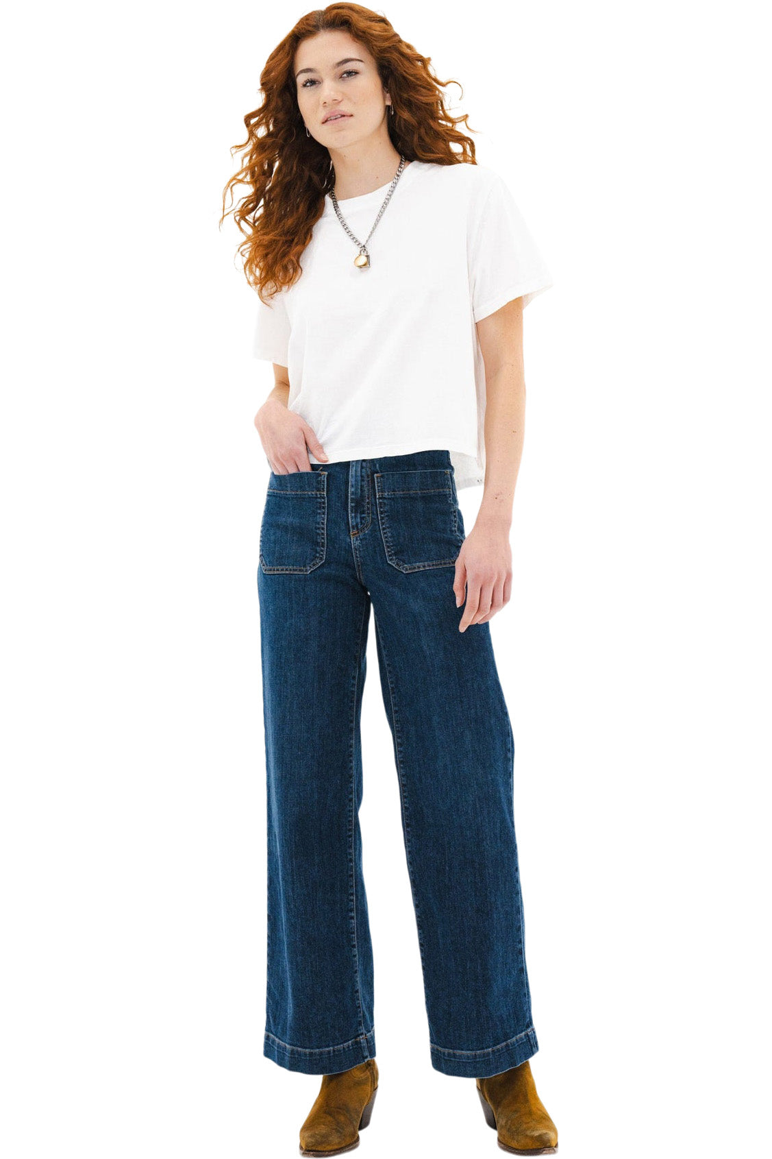 ASKK NY Sailor Wide Leg Jeans in Dark Stone