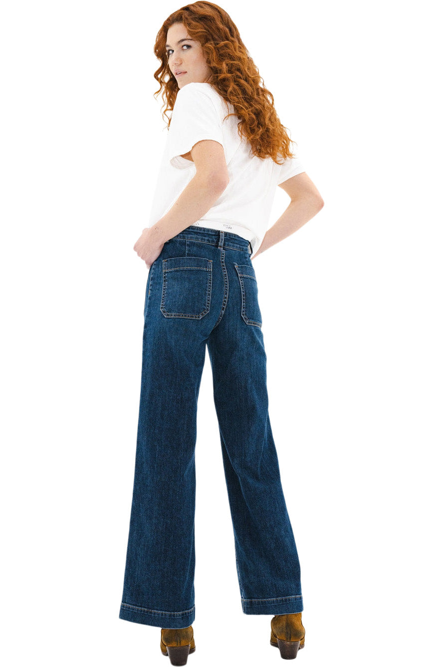 ASKK NY Sailor Wide Leg Jeans in Dark Stone