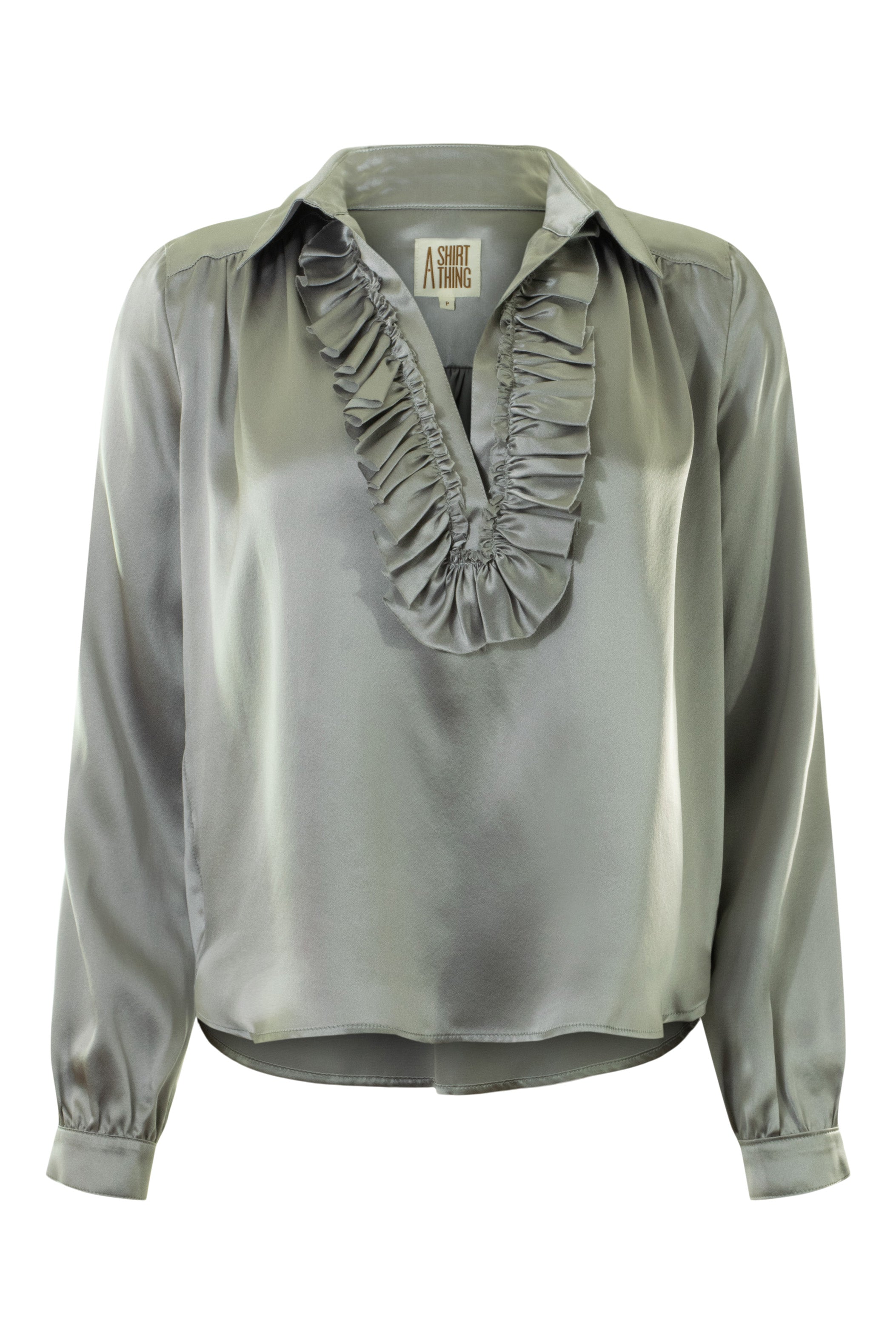 A Shirt Thing Celine Silk Ruffle Blouse
