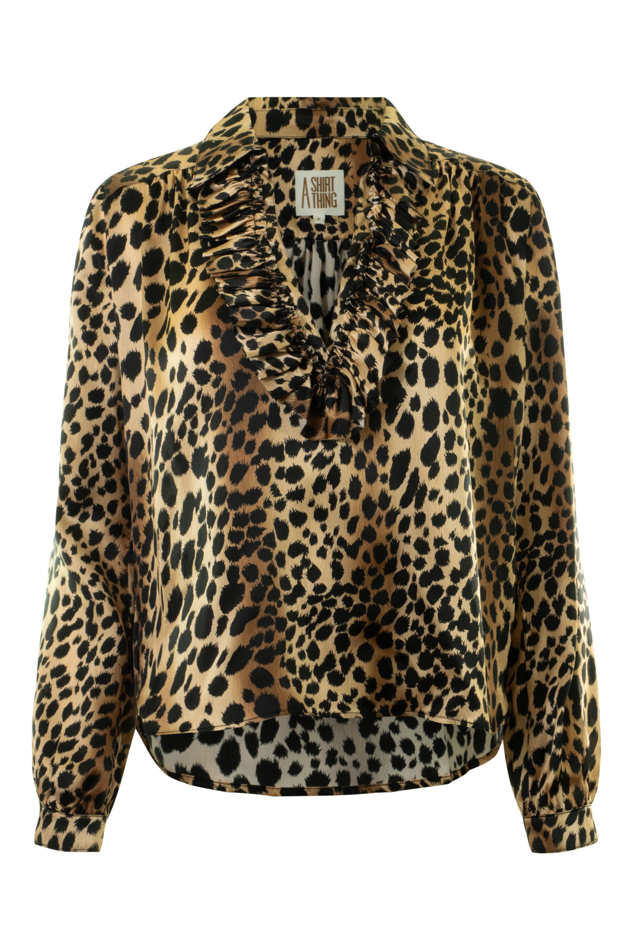 A Shirt Thing Celine Silk Printed Blouse in Leopard