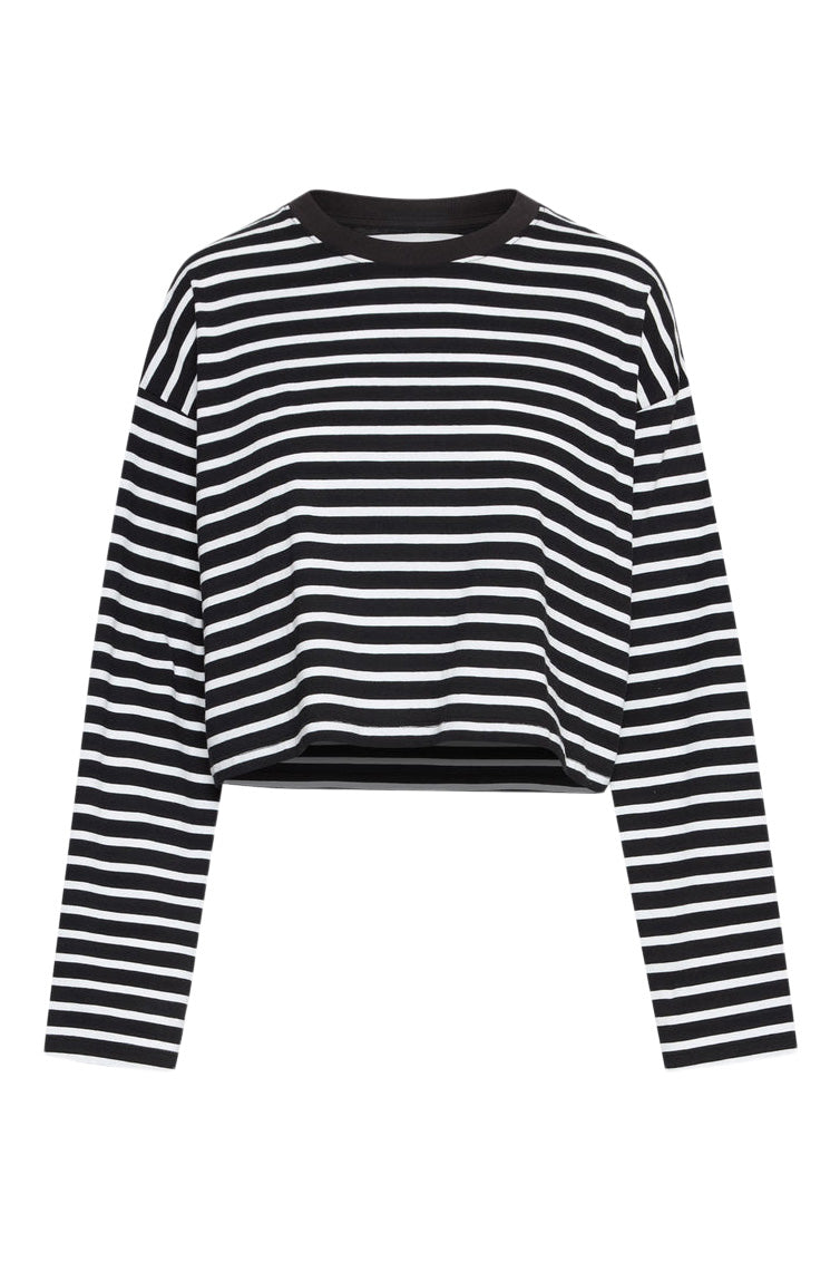 ATM Stripe Classic Jersey Top in Black White