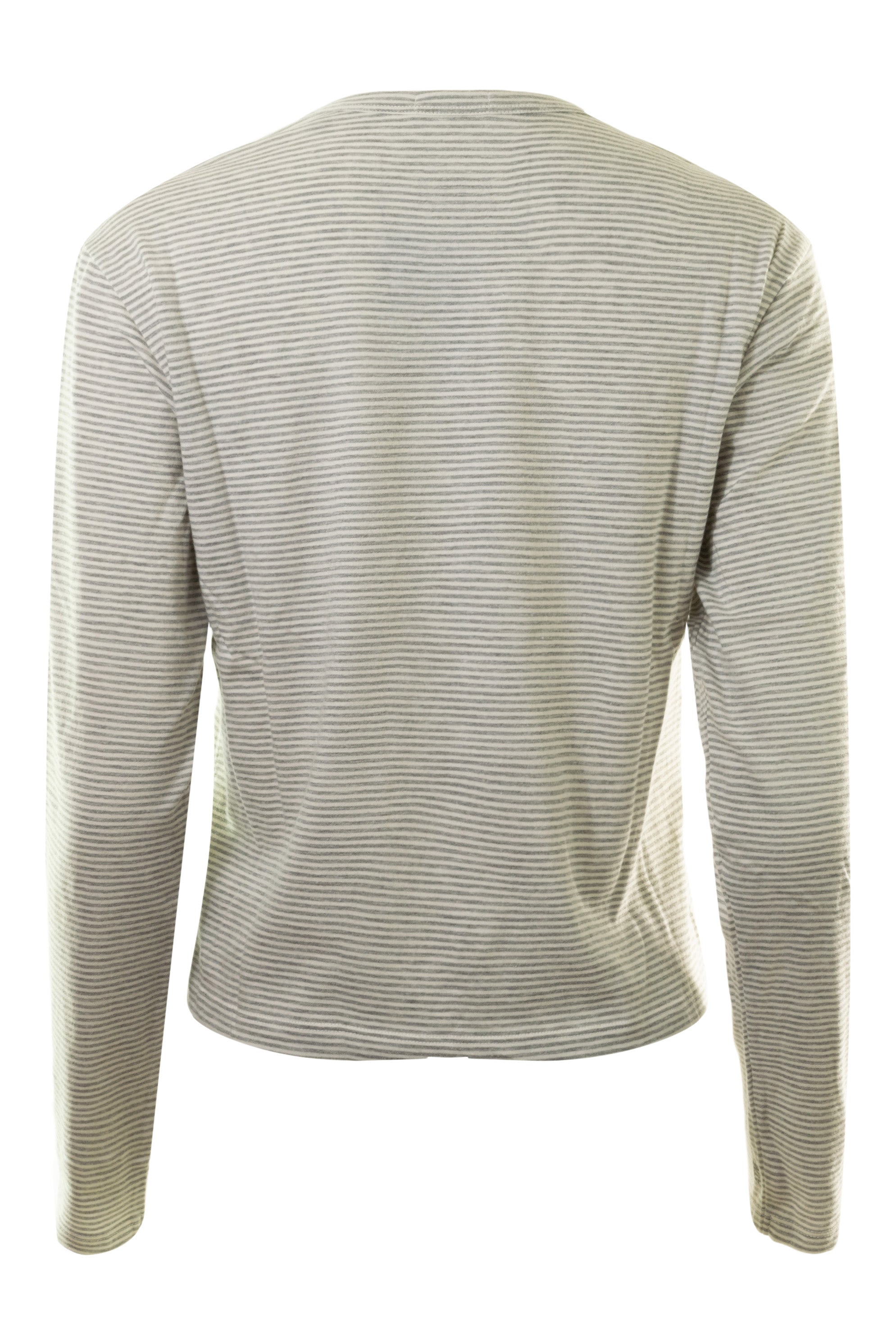 ATM Micro Stripe Slub Long Sleeve Tee in Grey-White