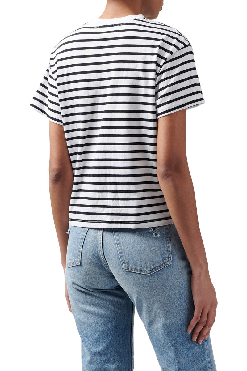 ATM Classic Jersey Short Sleeve Boy Tee in Black - White Stripe