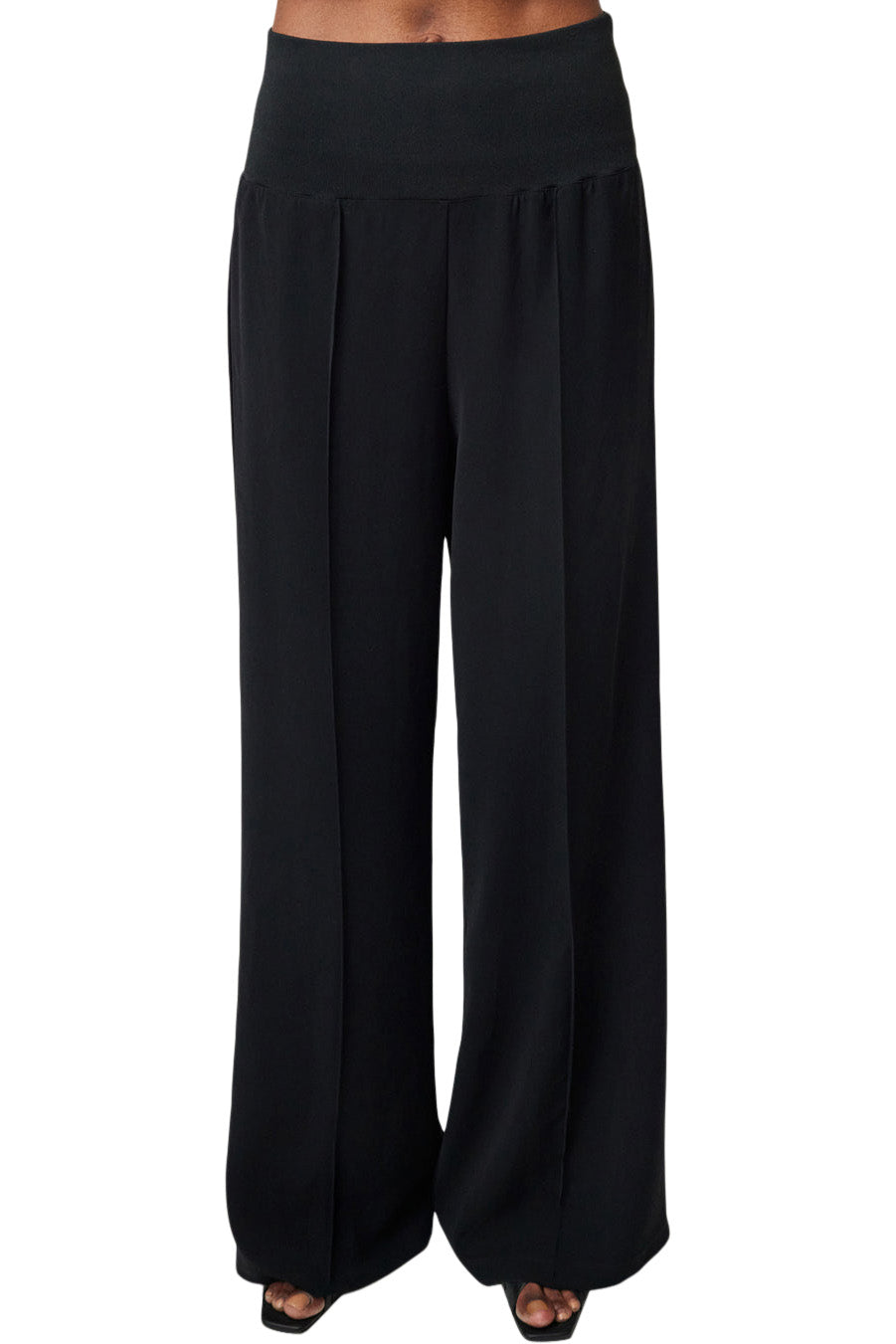 ATM Crepe Twill Palazzo Pants in Black