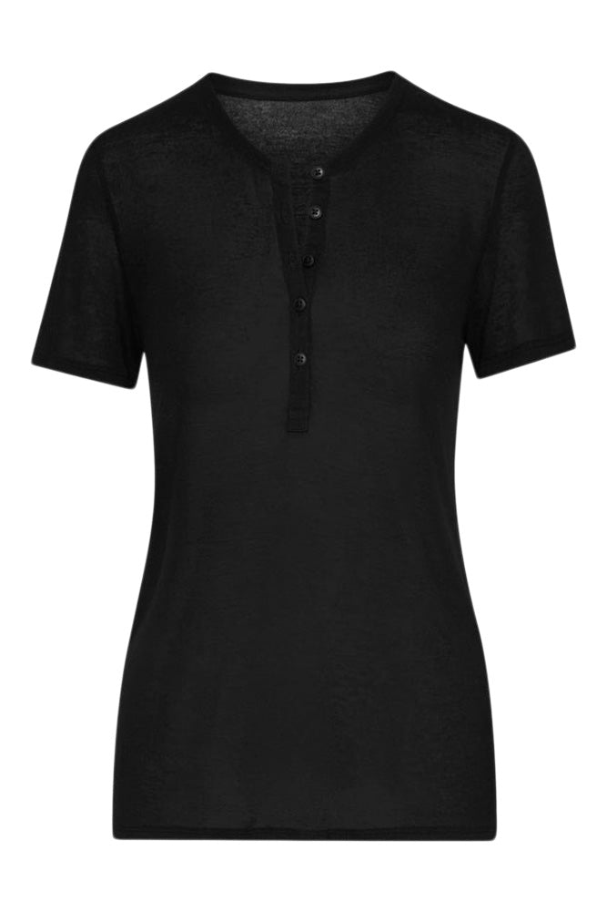 ATM Modal Jersey Short Sleeve Henley
 in Black