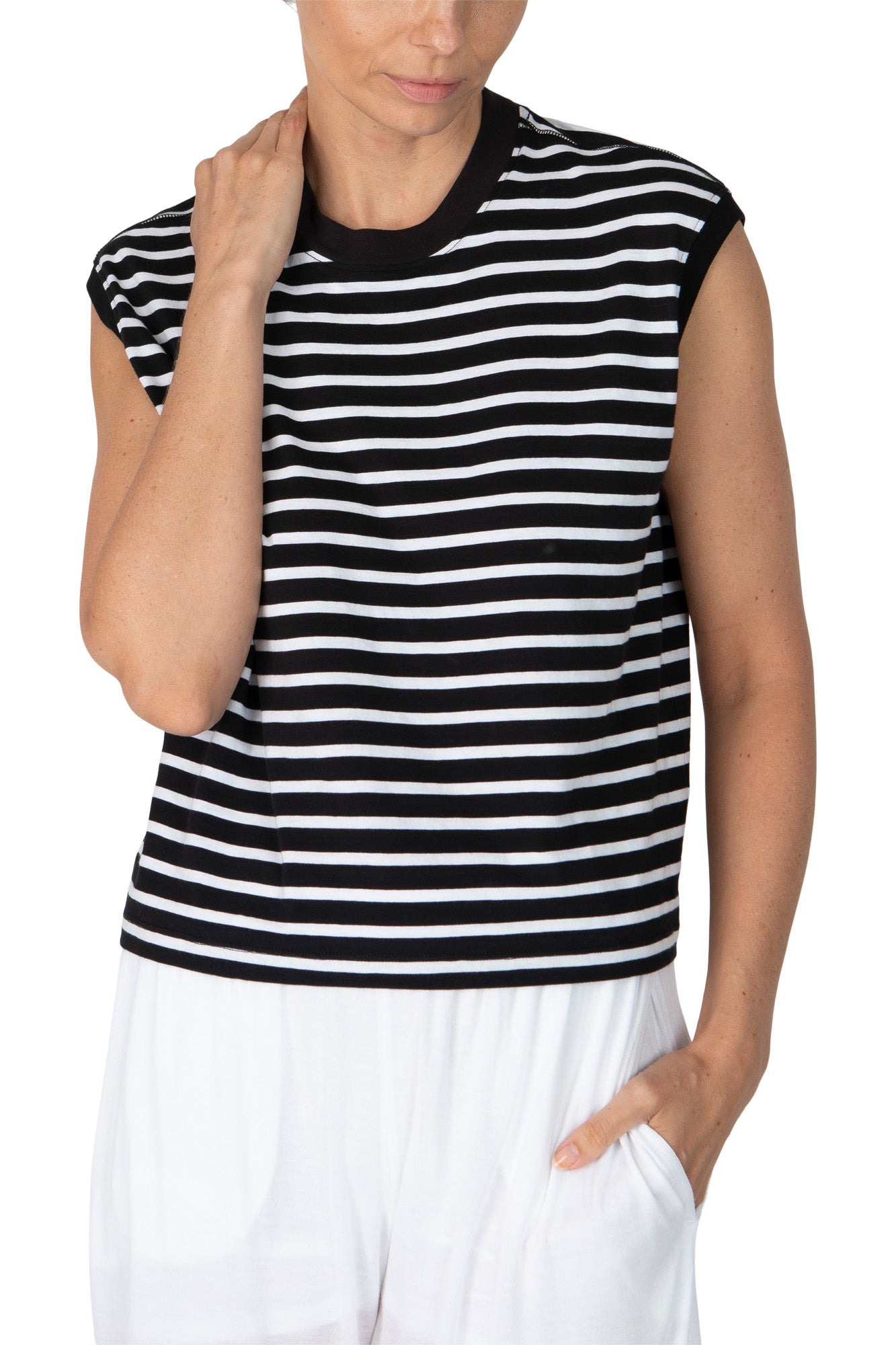 ATM Stripe Classic Jersey Tee in Black White