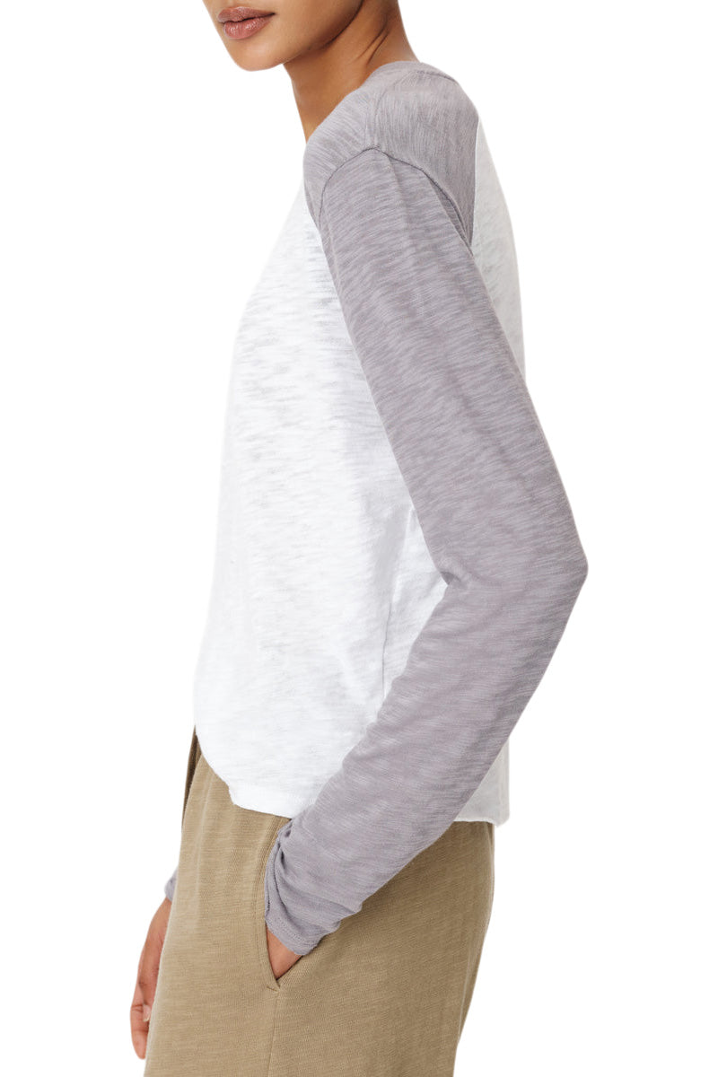 ATM Slub Jersey Baseball Tee in White-Moon
